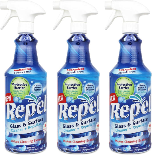 Clean-X REPEL Glass & Surface Cleaner 32 fl. oz. - Cleans & Repels water spots and dirt on glass
