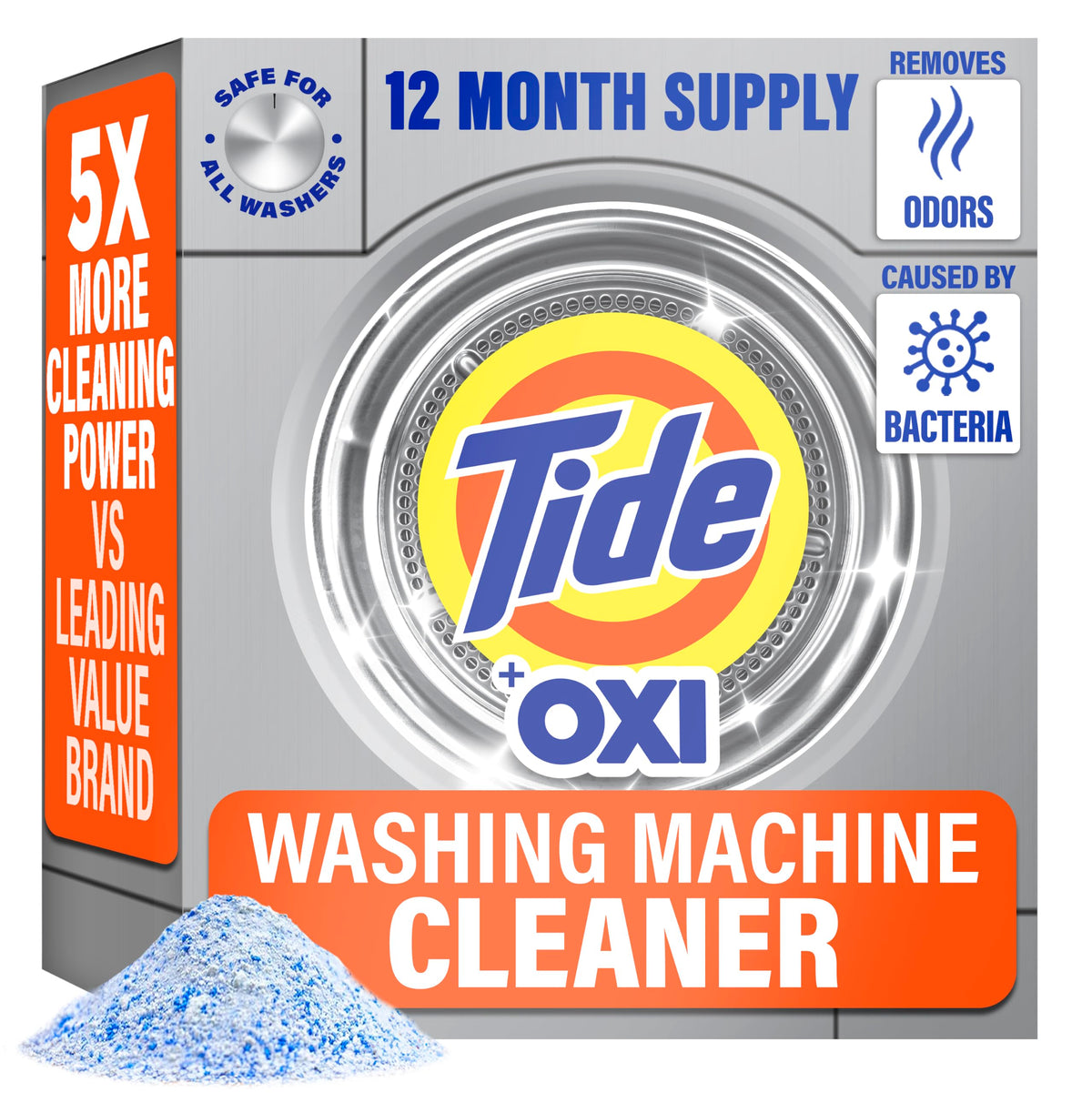 Tide Washing Machine Cleaner 52 Week Supply with Oxi for Front and Top Loader Washer Machines, Deep