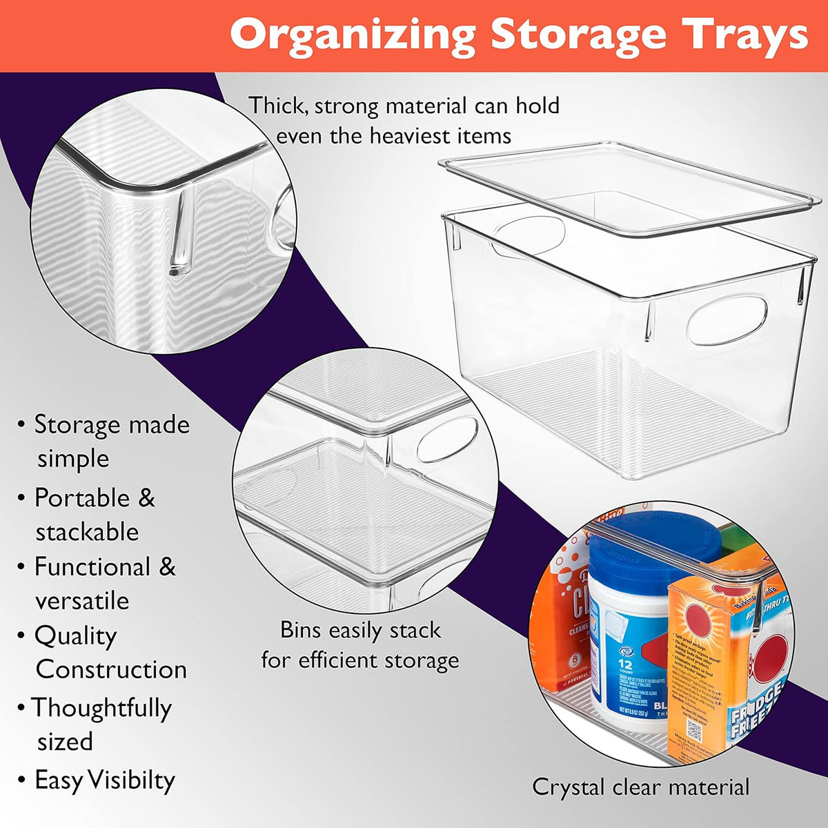 ClearSpace Plastic Storage Bins With lids, 4 Pack – Perfect Pantry Organization and Storage