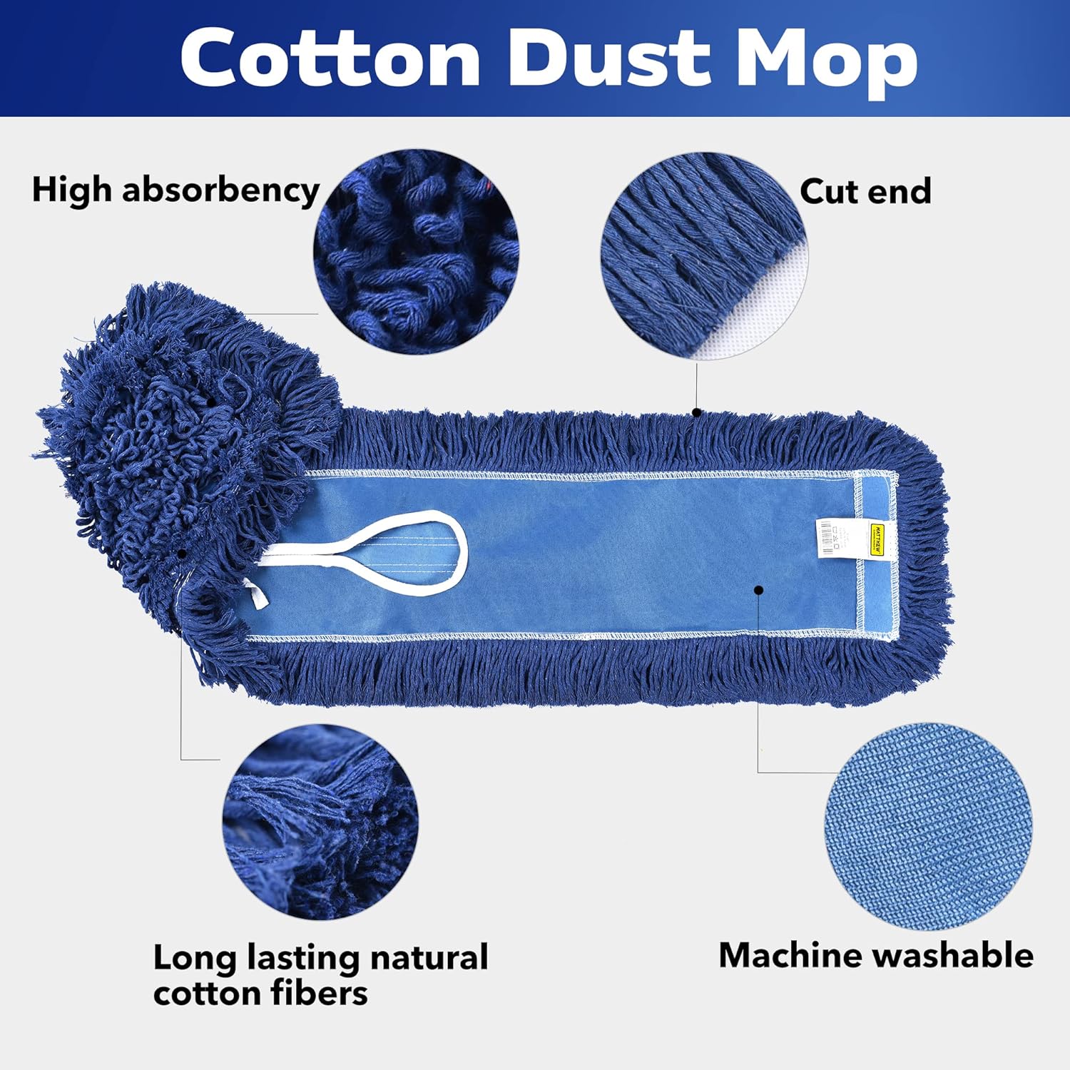 Matthew Cleaning 24'' Industrial Strength Cotton Dust Mop Refill Washable Replacement Heads for