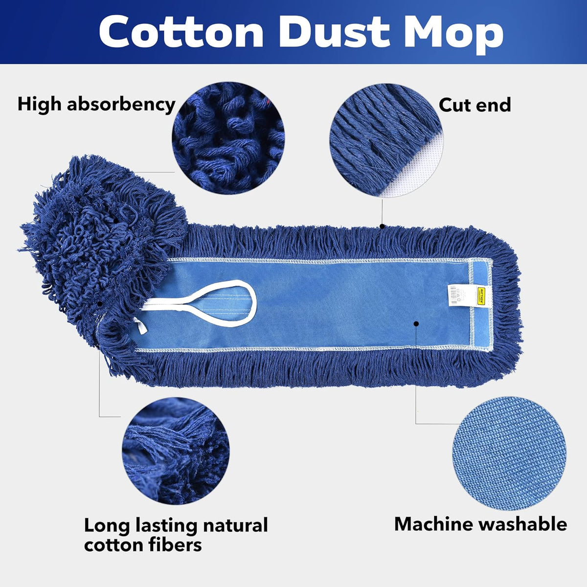 Matthew Cleaning 24'' Industrial Strength Cotton Dust Mop Refill Washable Replacement Heads for