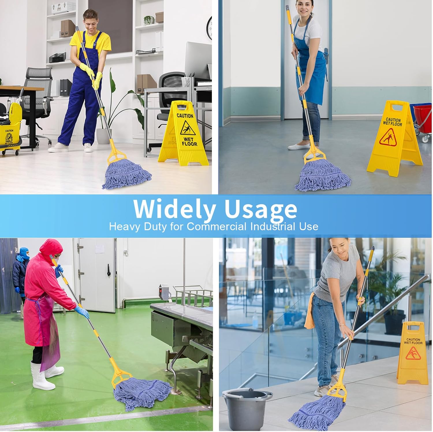 Commercial Mop with Extra Head Replacement, 63Inch Handle Heavy Duty Industrial Mop Looped-End