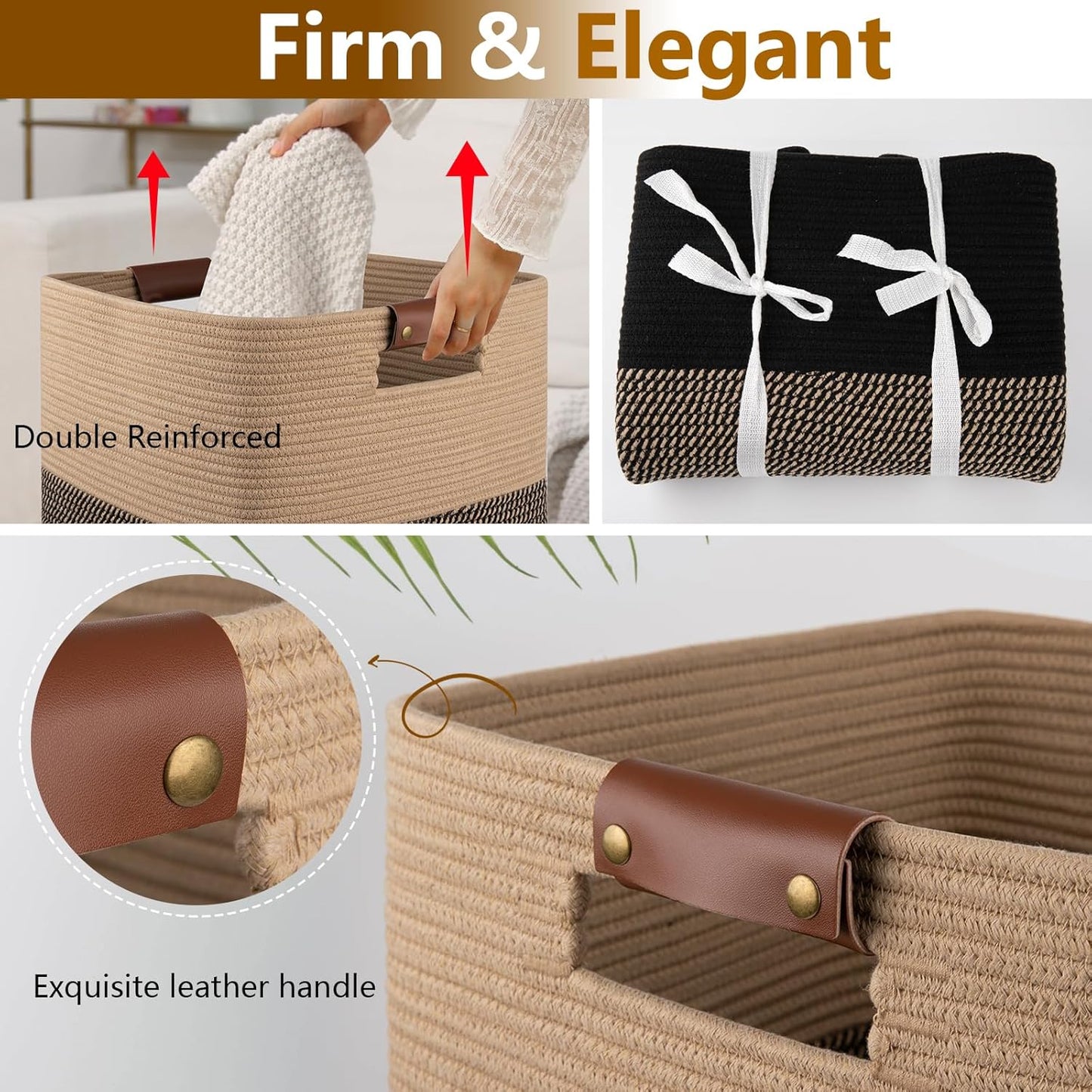 Laundry Hamper 96L Extra Large Laundry Basket, Woven Blanket Basket, Cotton Woven Storage Hamper
