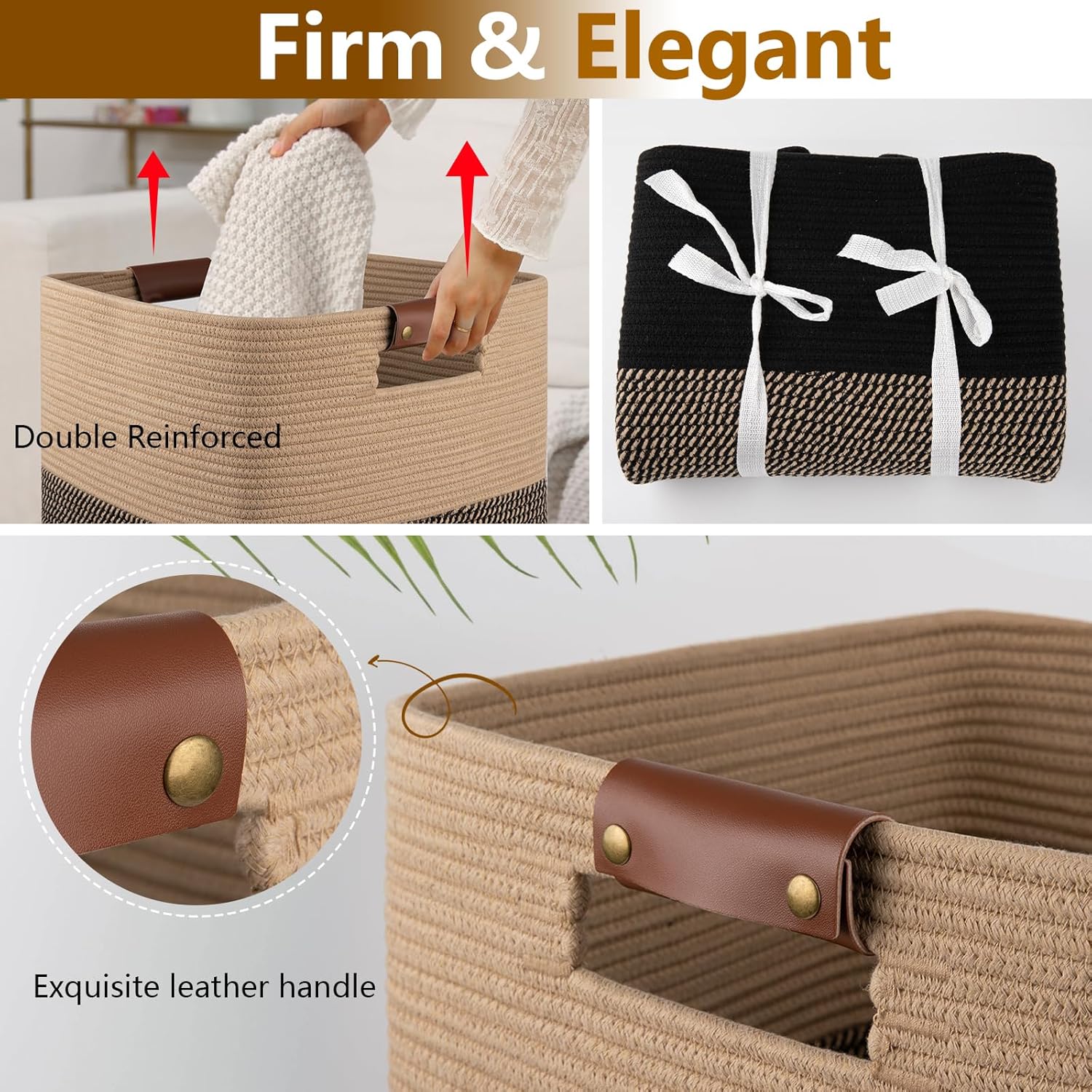 Laundry Hamper 96L Extra Large Laundry Basket, Woven Blanket Basket, Cotton Woven Storage Hamper