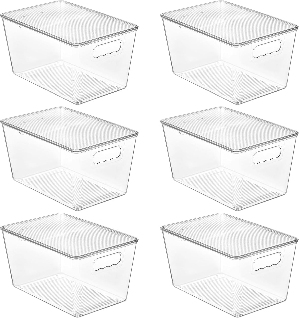 Vtopmart 6 Pack Clear Stackable Storage Bins with Lids, Large Plastic Containers with Handle for
