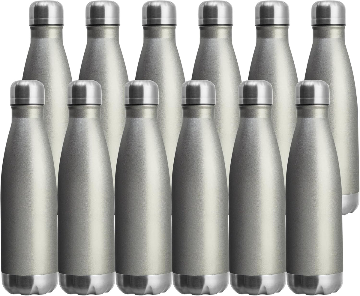 MEWAY 17oz Sport Water Bottle 12 Pack Vacuum Insulated Stainless Steel Leak-Proof Double Wall Cola