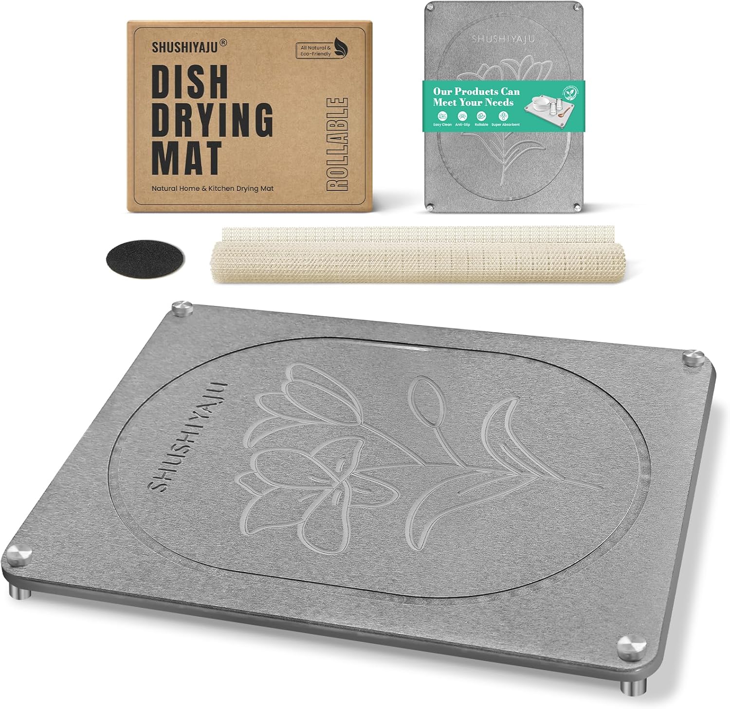 Stone Drying Mat For Kitchen Counter Superb Absorbent Diatomaceous Earth Mats with Non-Slip Feet