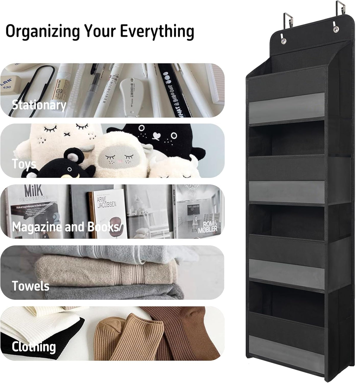 Over The Door Hanging Organizer with 4 Large Pockets – Closet, Bathroom, Nursery, Bedroom, Dorm