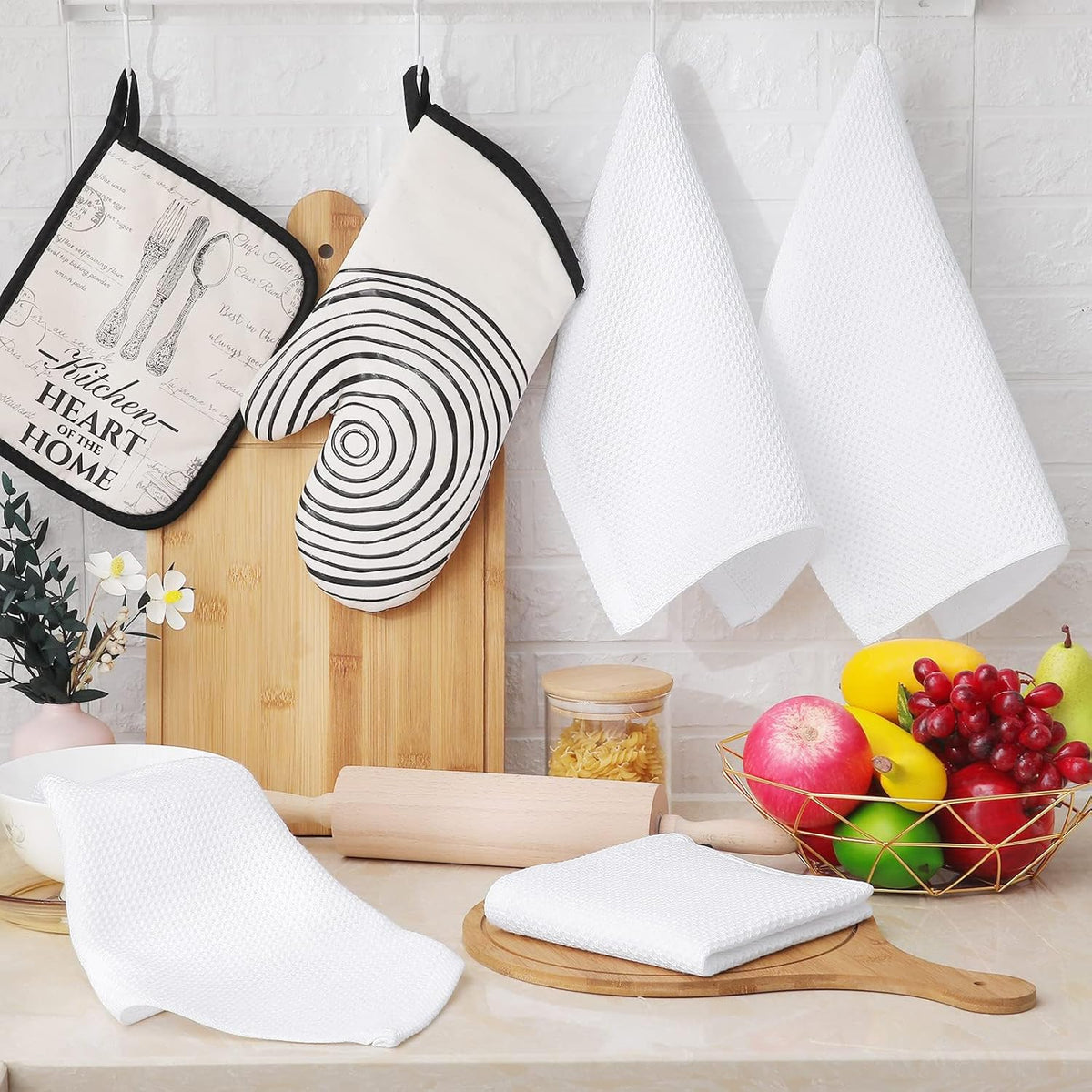 Homaxy 100% Cotton Waffle Weave Kitchen Dish Cloths, Ultra Soft Absorbent Quick Drying Dish Towels