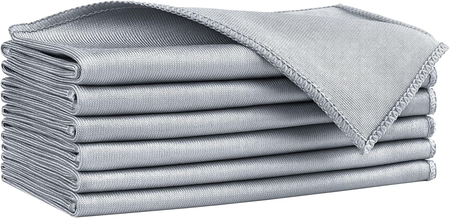 HOMEXCEL Microfiber Glass Cleaning Cloths 6 PK, Lint Free Streak Free, Reusable Microfiber Cleaning