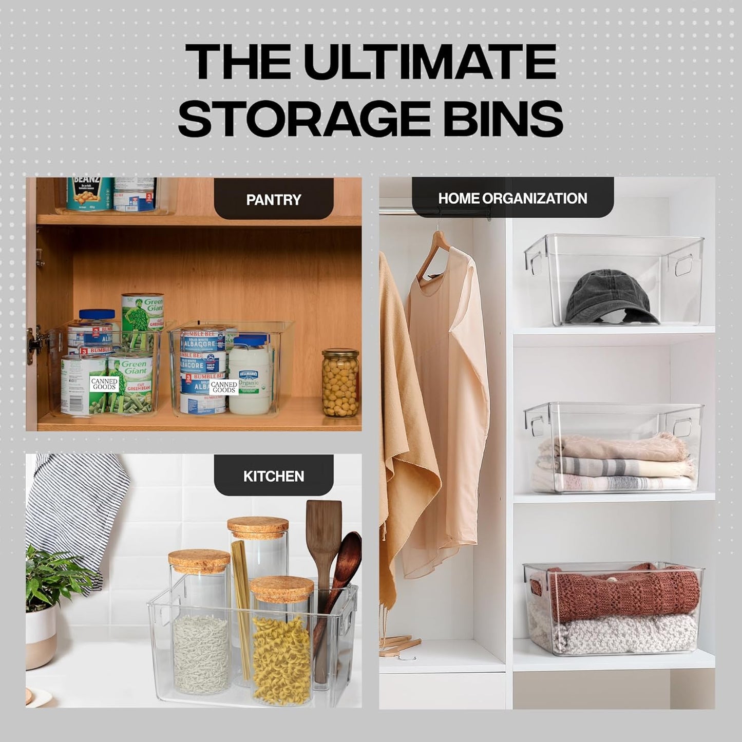 ClearSpace Clear Plastic Storage Bins – Pantry Organizers & Storage Containers, Cabinet Organizer