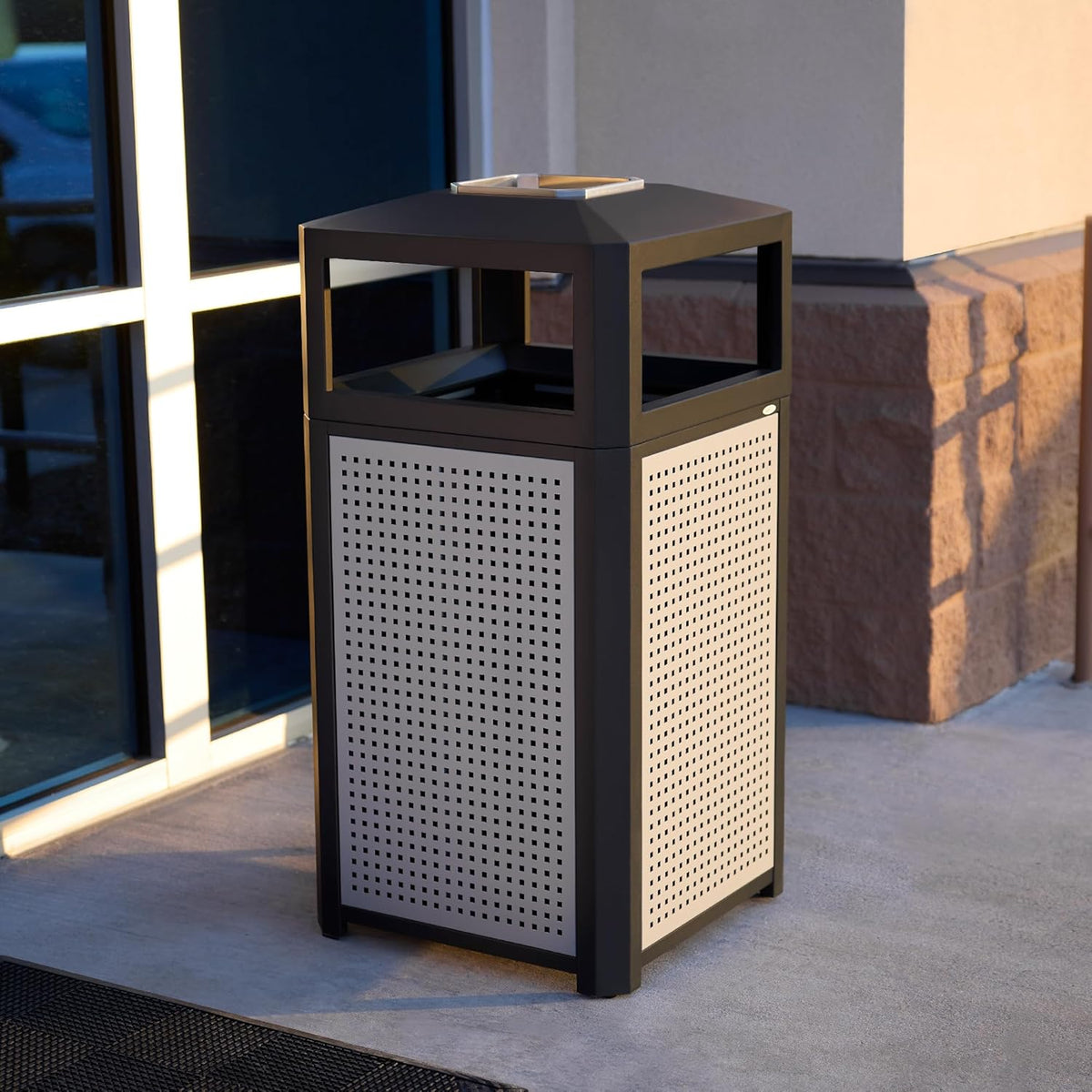 Safco Evos Steel Trash Can, 38 Gallons, Indoor and Outdoor Use, Commercial Garbage Can with Plastic