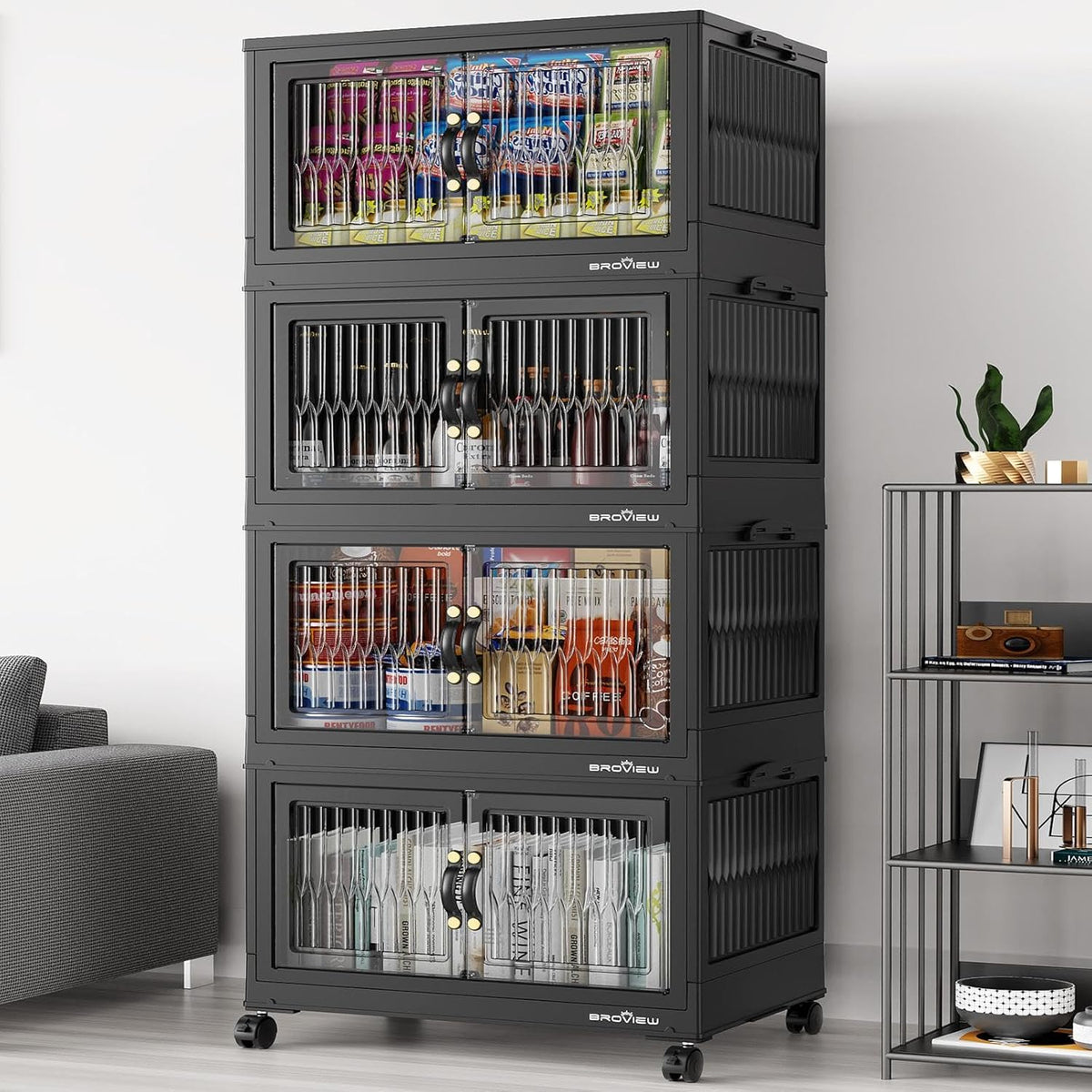 BROVIEW 320Qt Stackable Storage Bins with Lid, Extra Large Closet Organizer Collapsible Drawer