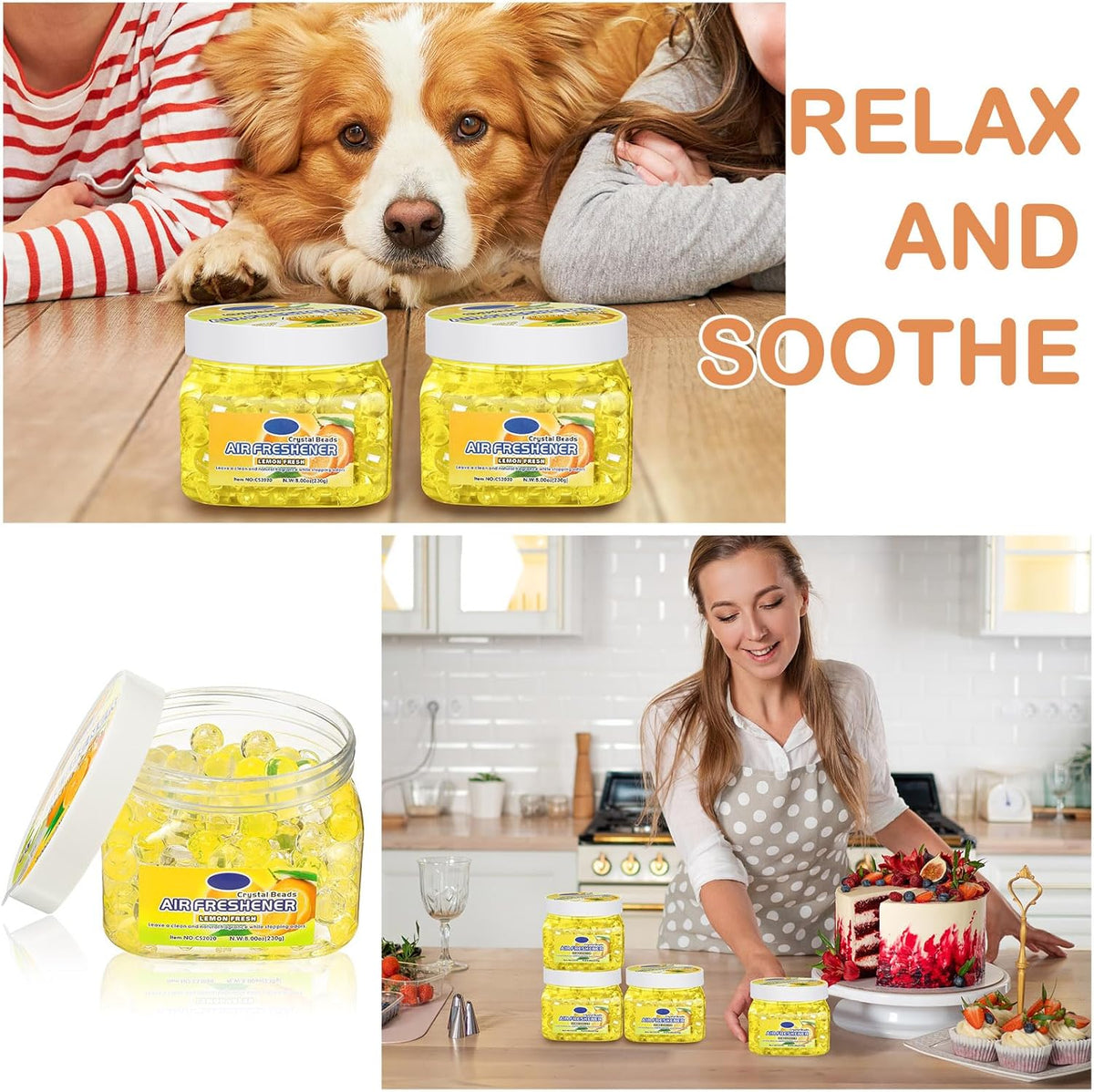 6 Pcs Air Freshener Gel Beads Bulk Odor Eliminator Beads Odor Removing Gel for Home, Bathrooms
