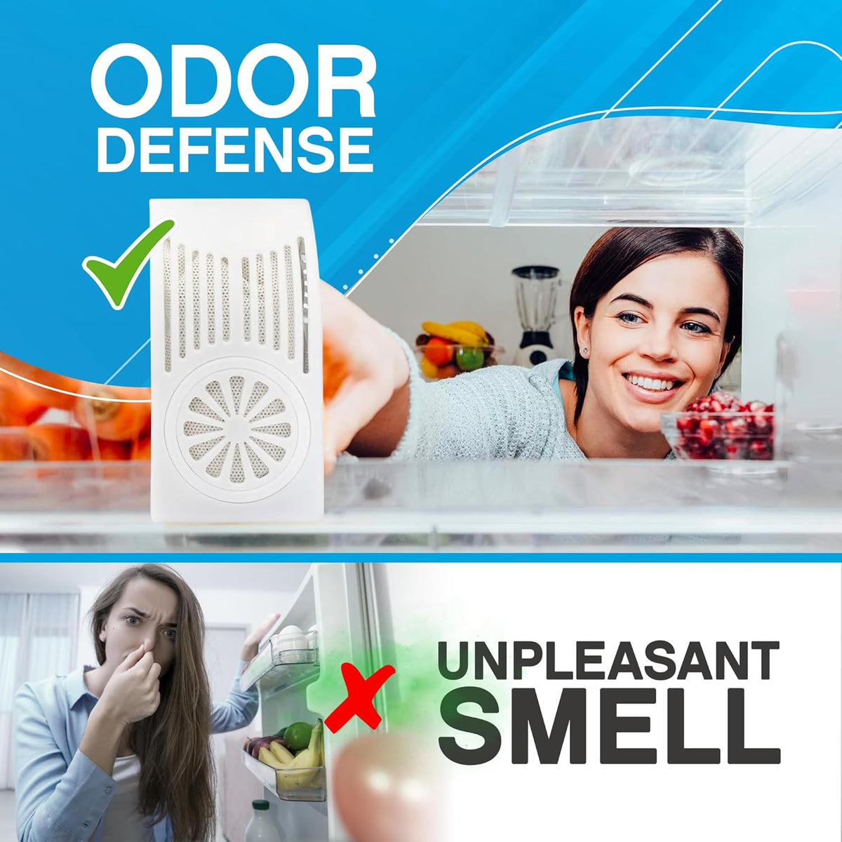 NonScents Refrigerator Deodorizer – Odor Eliminator for Fridge & Freezer – Outshines Baking Soda &