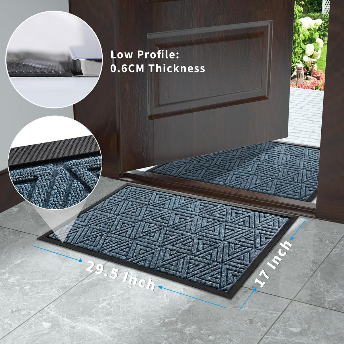 Yimobra Outdoor Mats for Front Door 29.5x17, All-Weather Waterproof Non-Slip Outdoor Door Mat
