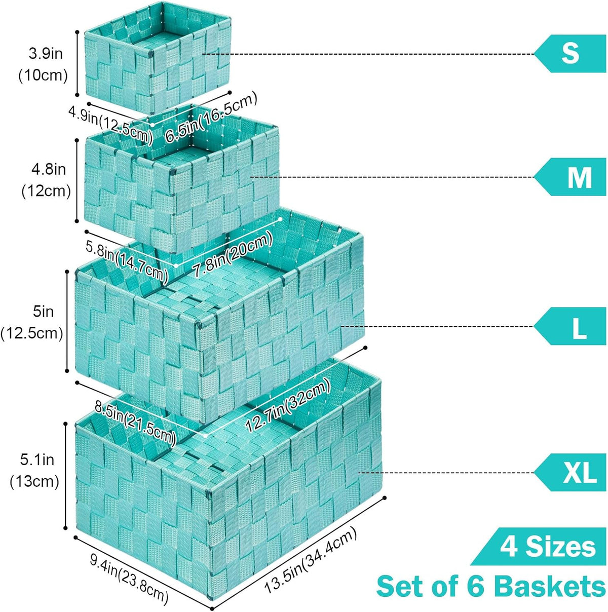 Woven Storage Baskets, Storage Bins, Cube Basket Container Baskets Storage Boxes Organizers for