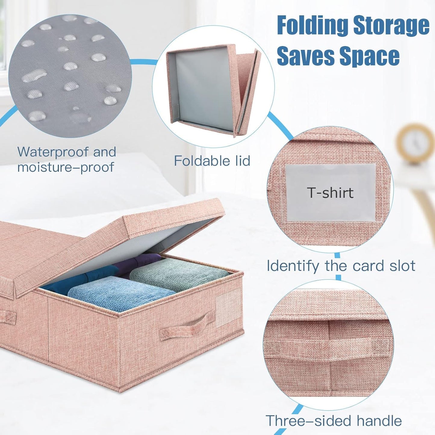 Underbed Storage Containers Bin with Lids, Large Under Bed Storage Organizer Box with Handle