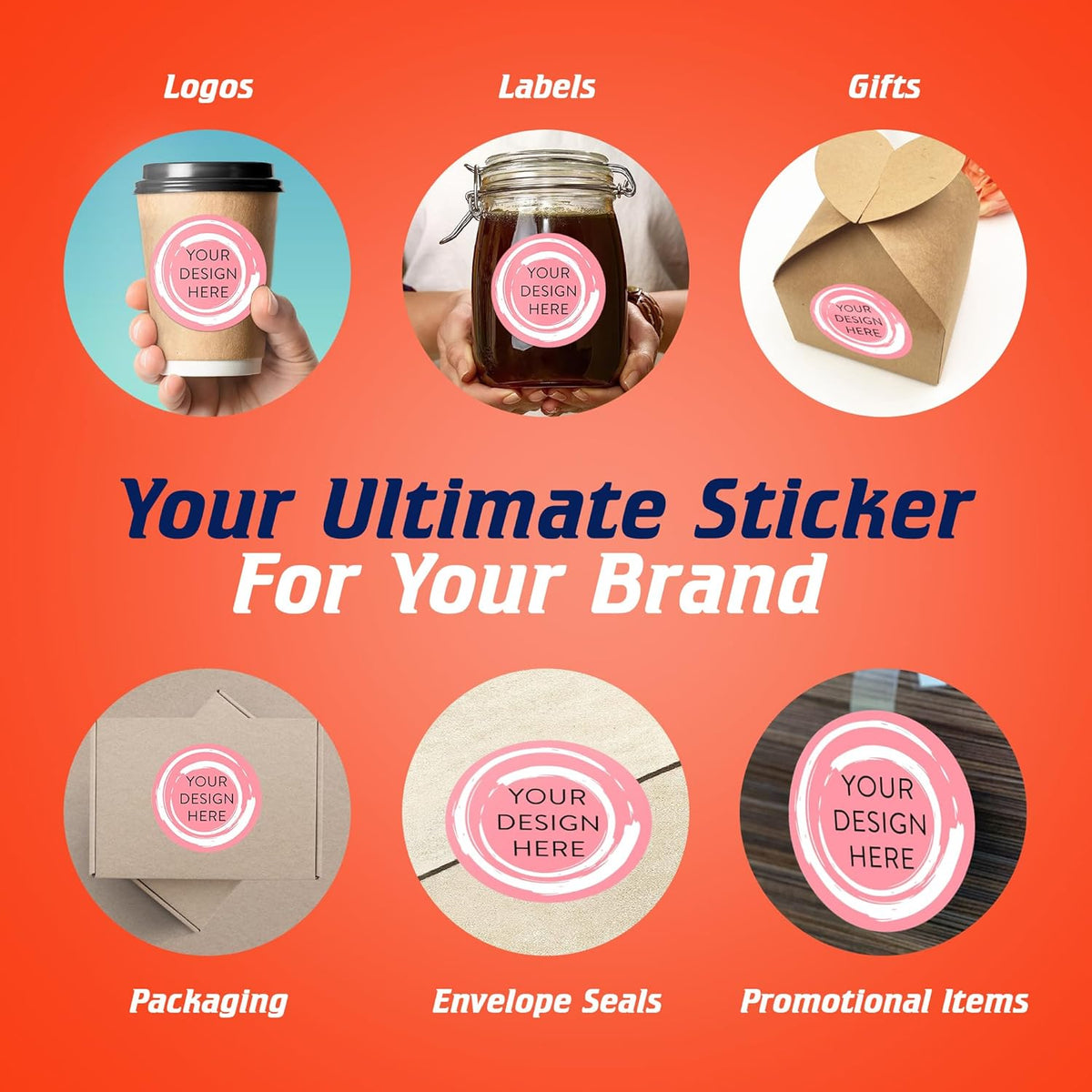 100 Custom Vinyl Stickers - Upload Your own Image, Text, Design, Logo - Personalized Logo Labels