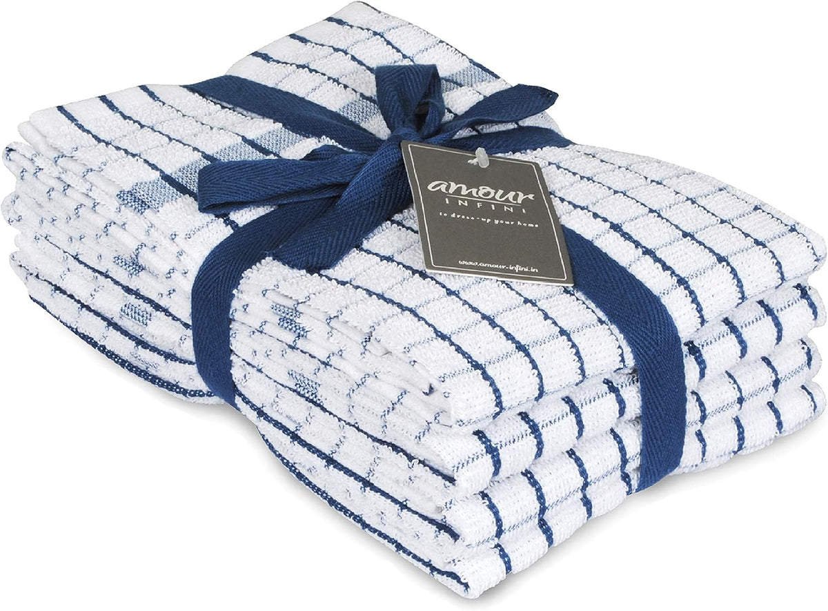 AMOUR INFINI Terry Dish Towels Pack of 4 Highly Absorbent Quick Dry Super Soft 20x28 Inch Kitchen