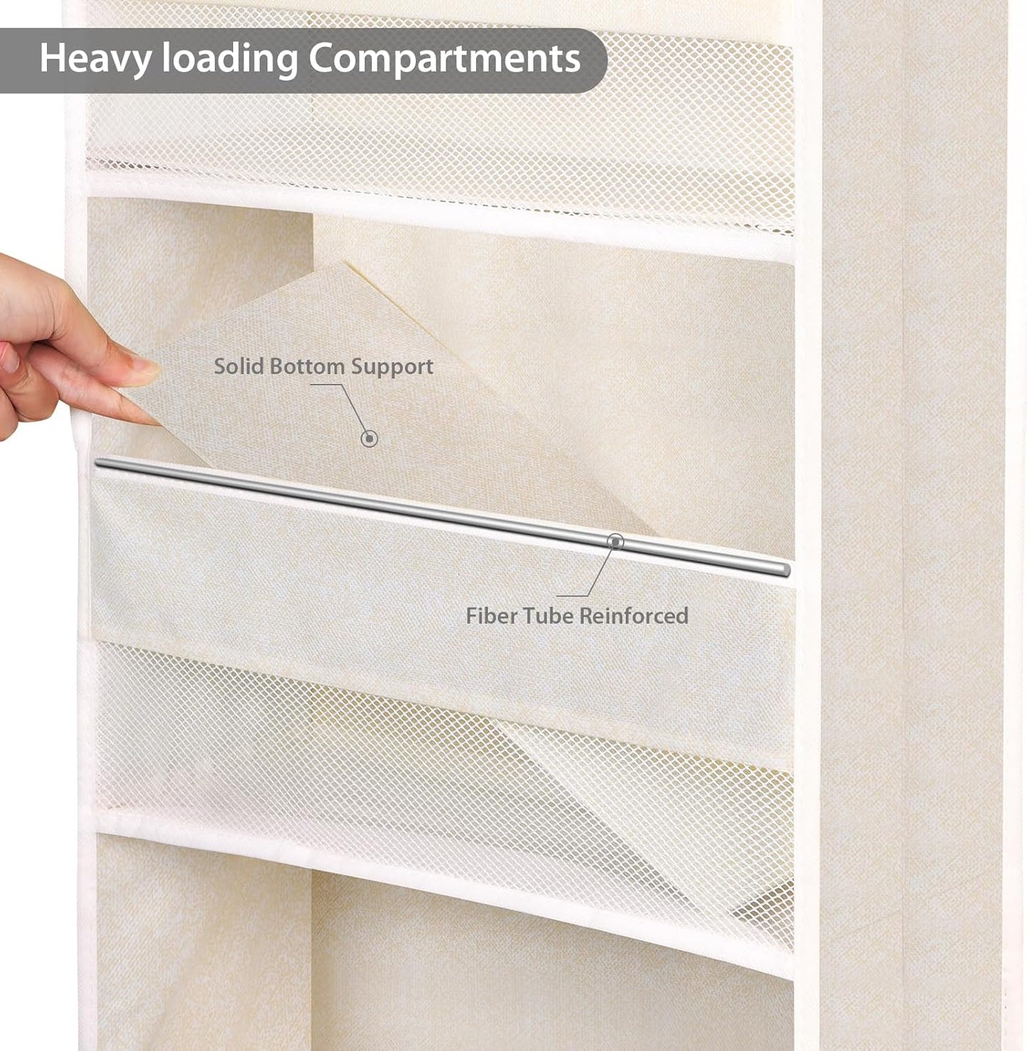 Univivi 5-Shelf Over Door Hanging Organizer Fabric Door Storage with 4 Large Pockets and 3 Small