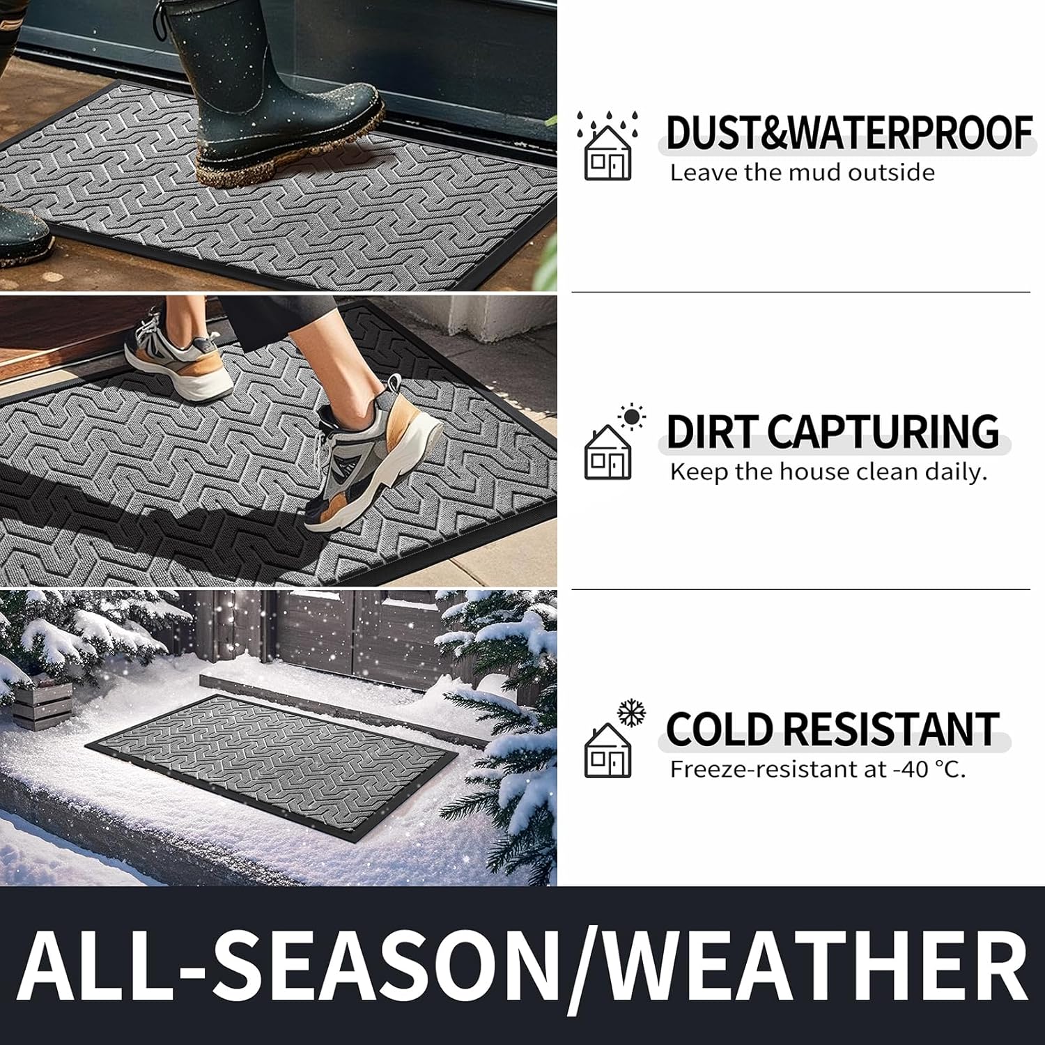Yimobra Front Door Mat Outside Entrance 29.5x17, Waterproof Heavy Duty Outdoor Mats for Front Door