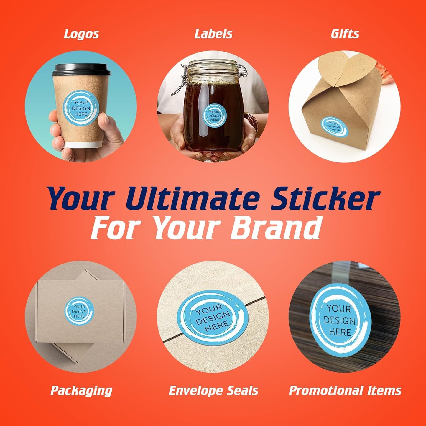 100 Custom Vinyl Stickers - Upload Your own Image, Text, Design, Logo - Personalized Logo Labels