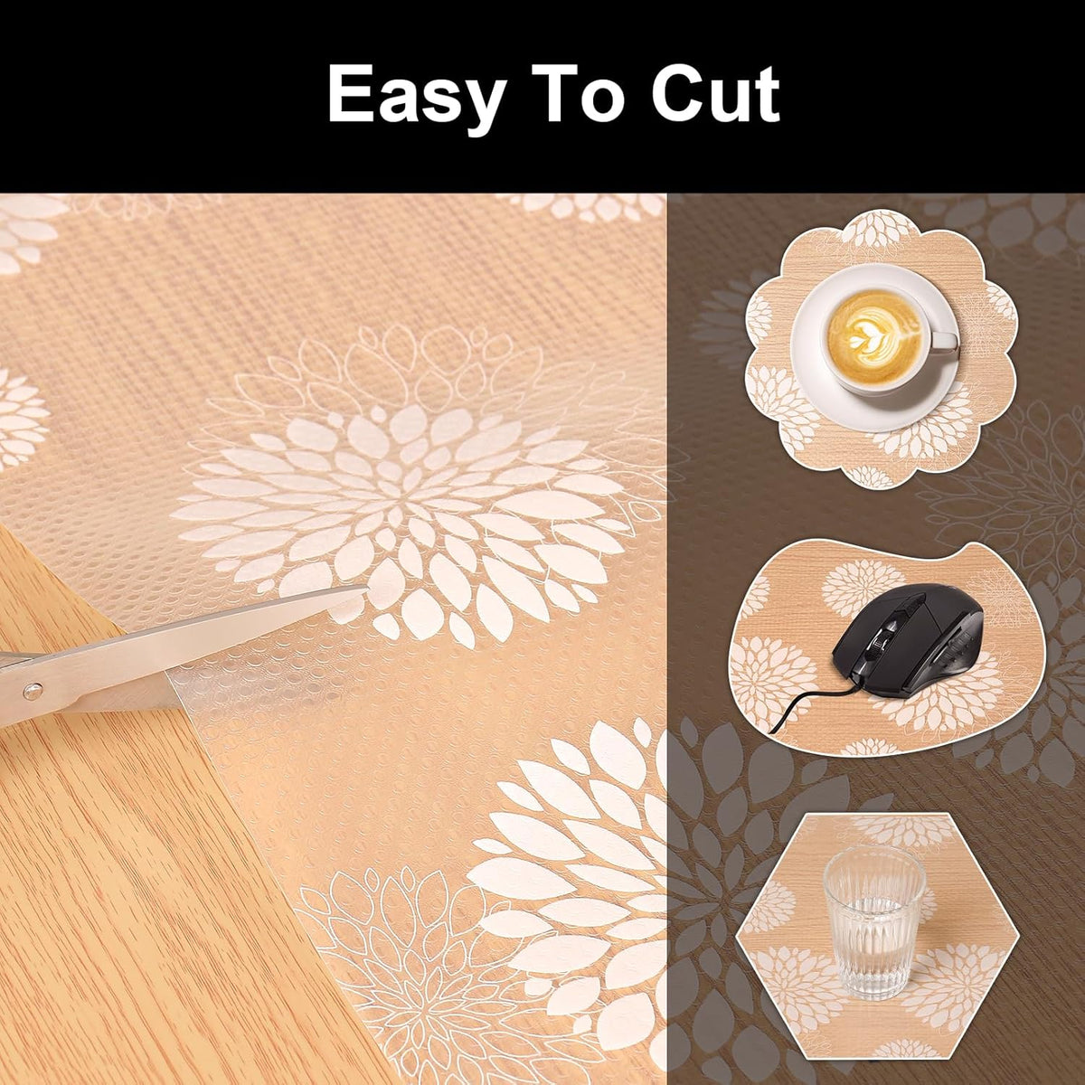 Cooyes Shelf Liners for Kitchen Cabinets Waterproof & Oil-Proof Kitchen Cupboard Mats Non-Slip