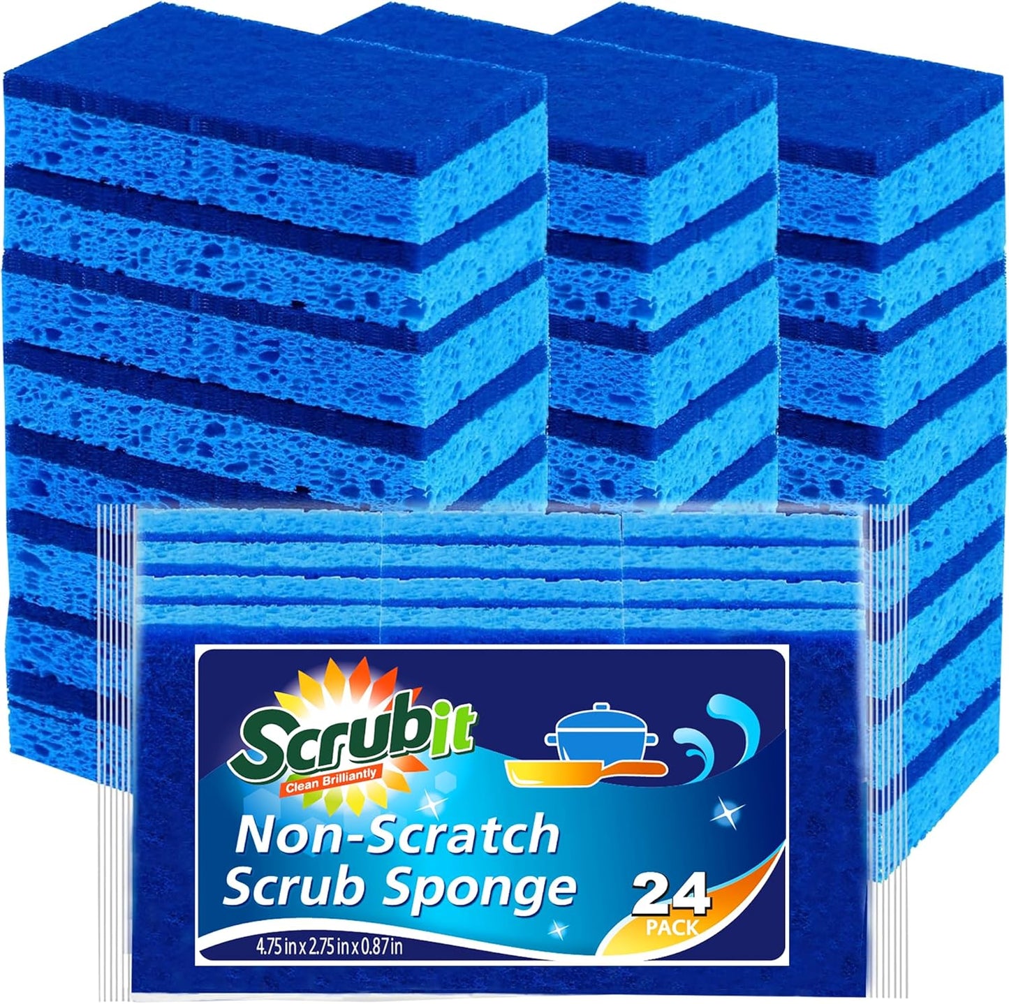 Scrubit Non-Scratch Cleaning Scrub Sponges- Scrubbing Dish Sponge Ideal for Washing Kitchen,Dishes