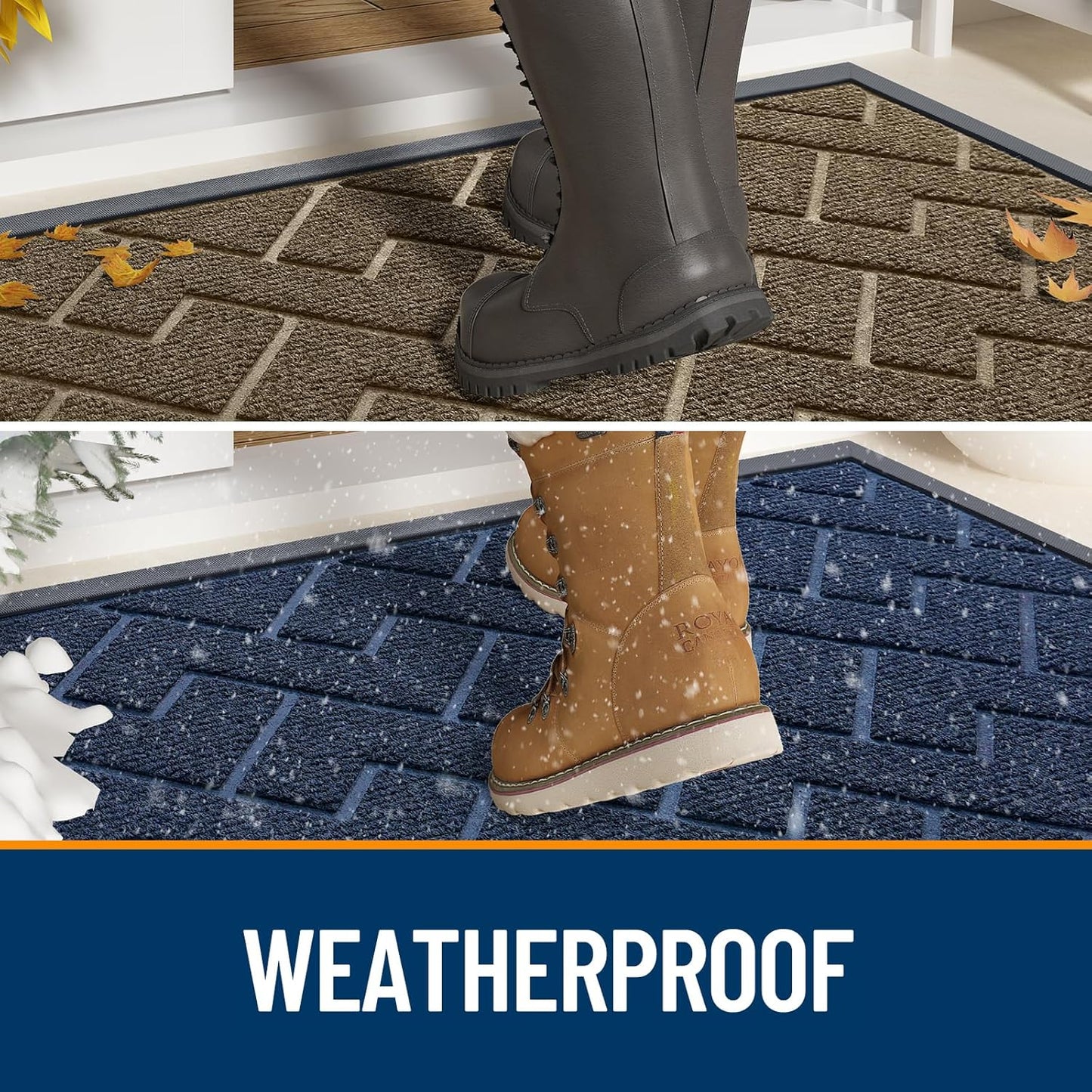 OLANLY Front Door Mat Indoor Outdoor Entrance, Waterproof All-Season, All-Weather Doormat, Sturdy