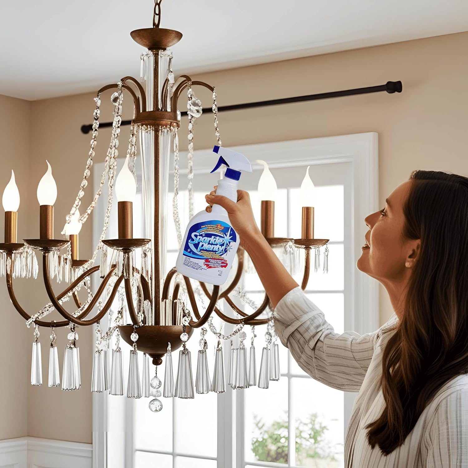 Sparkle Plenty Chandelier Cleaner Drip Dry Spray No Wipe - Dust Remover & Streak Free Glass Cleaner