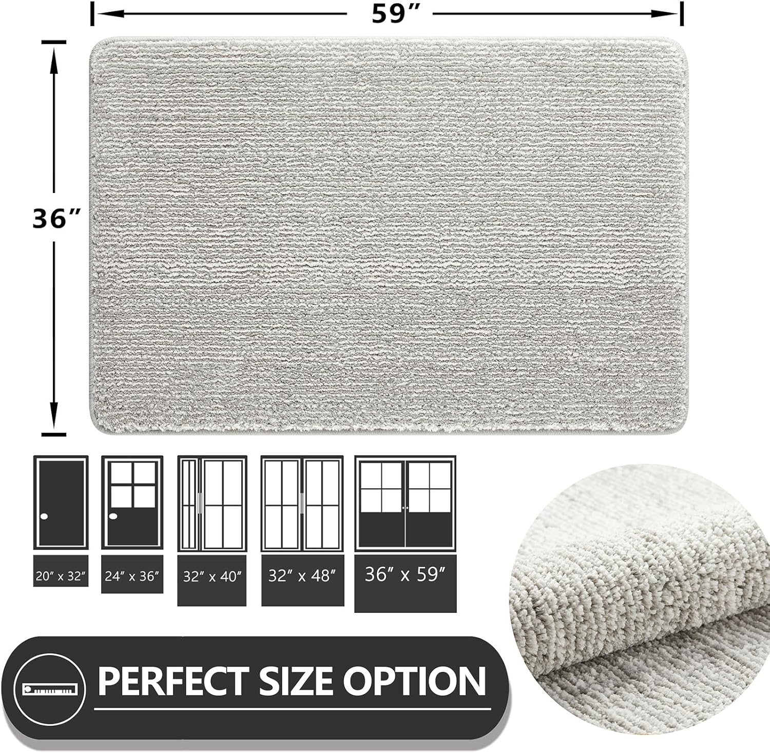 REFETONE Indoor Doormat, Front Door Mat 36"x59" Absorbent Rubber Backing Non Slip Back Door Mats