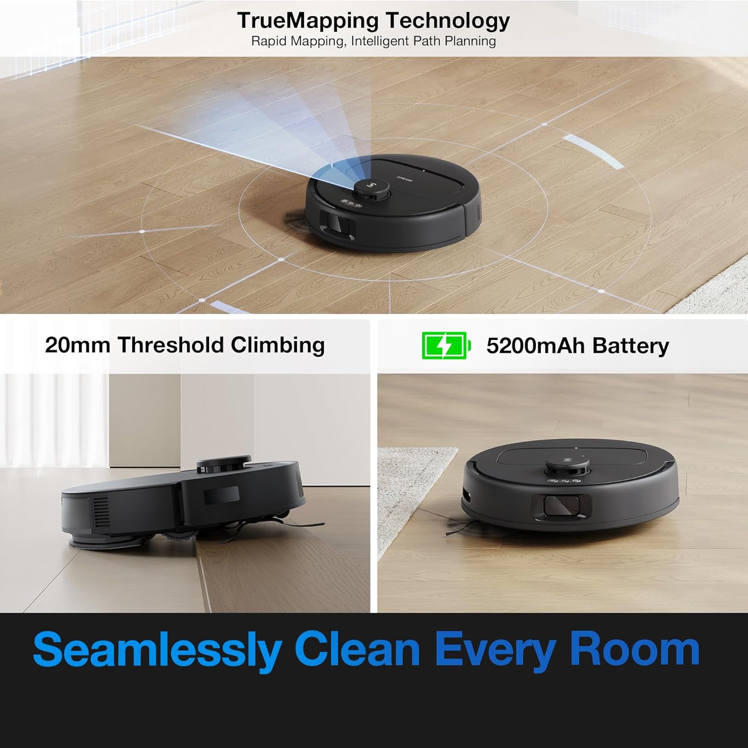 ECOVACS DEEBOT N20e Plus Robot Vacuum and Mop,with Bagless Self Emptying Station,10000Pa Powerful