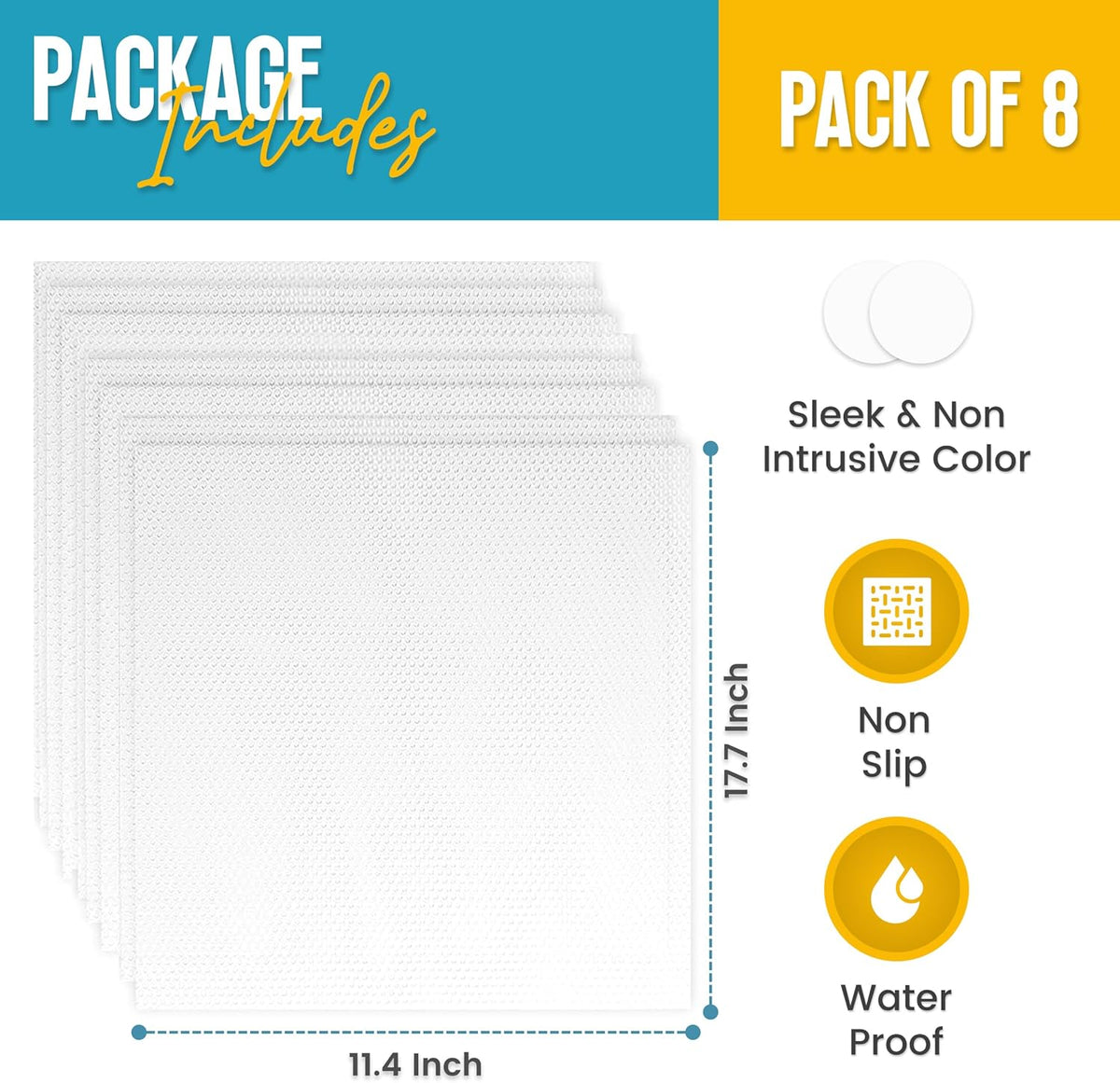 Refrigerator Liners for Shelves (8 Pack) by Linda’s Essentials - Non-Adhesive Drawer and Shelf