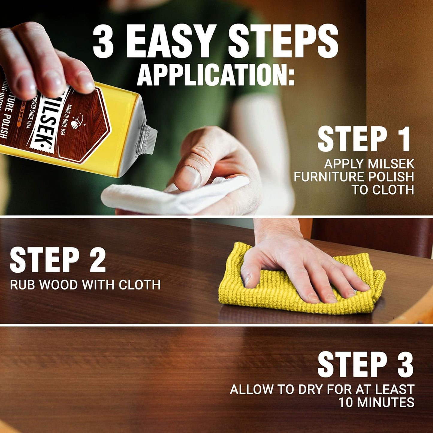 Milsek Furniture Polish and Wood Cleaner with Lemon Oil - Multipurpose Solution for Home