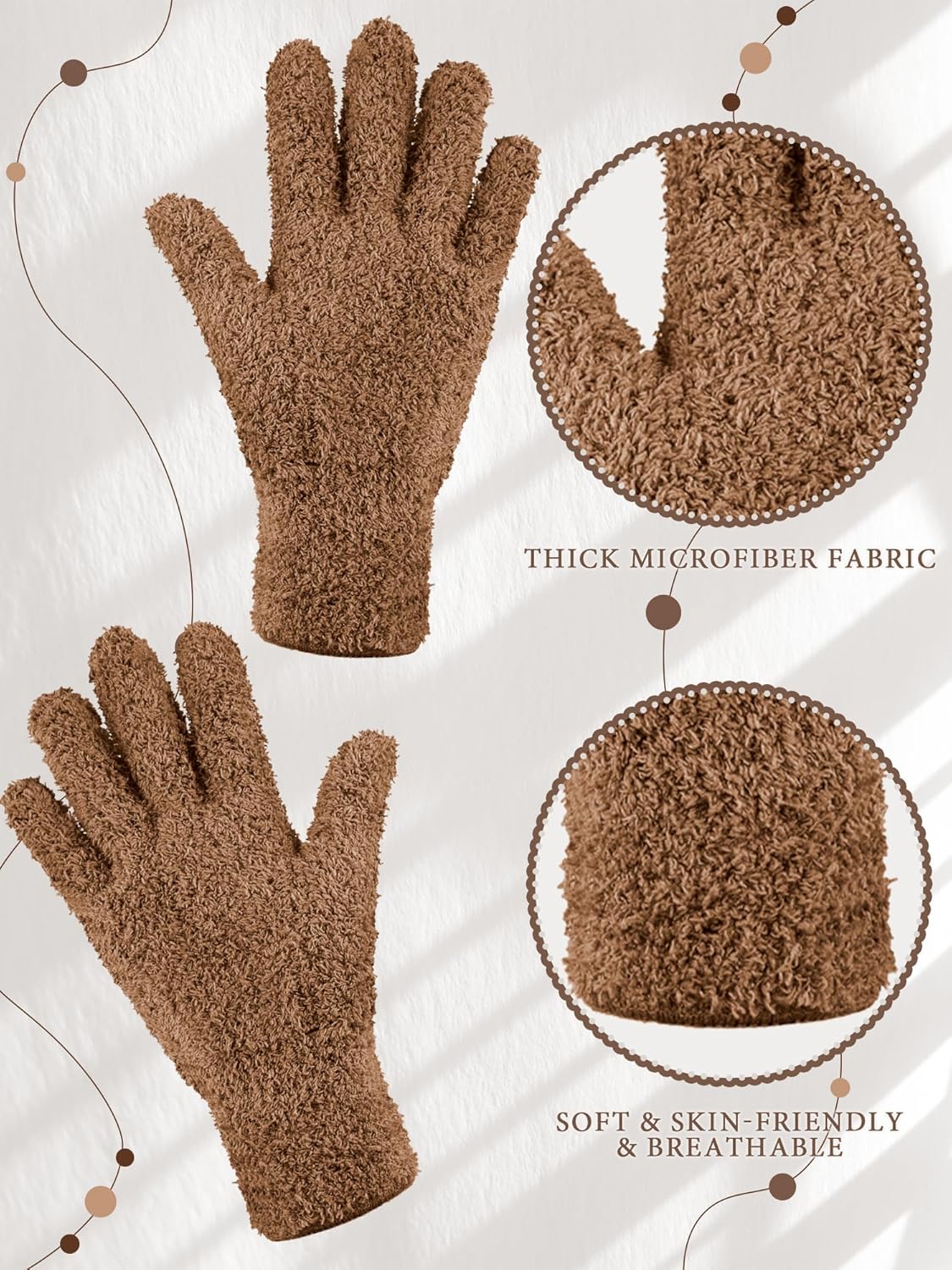 Patelai 3 Pairs Microfiber Plant Dusting Gloves Leaf Cleaning Gloves for Indoor Plants, Blinds