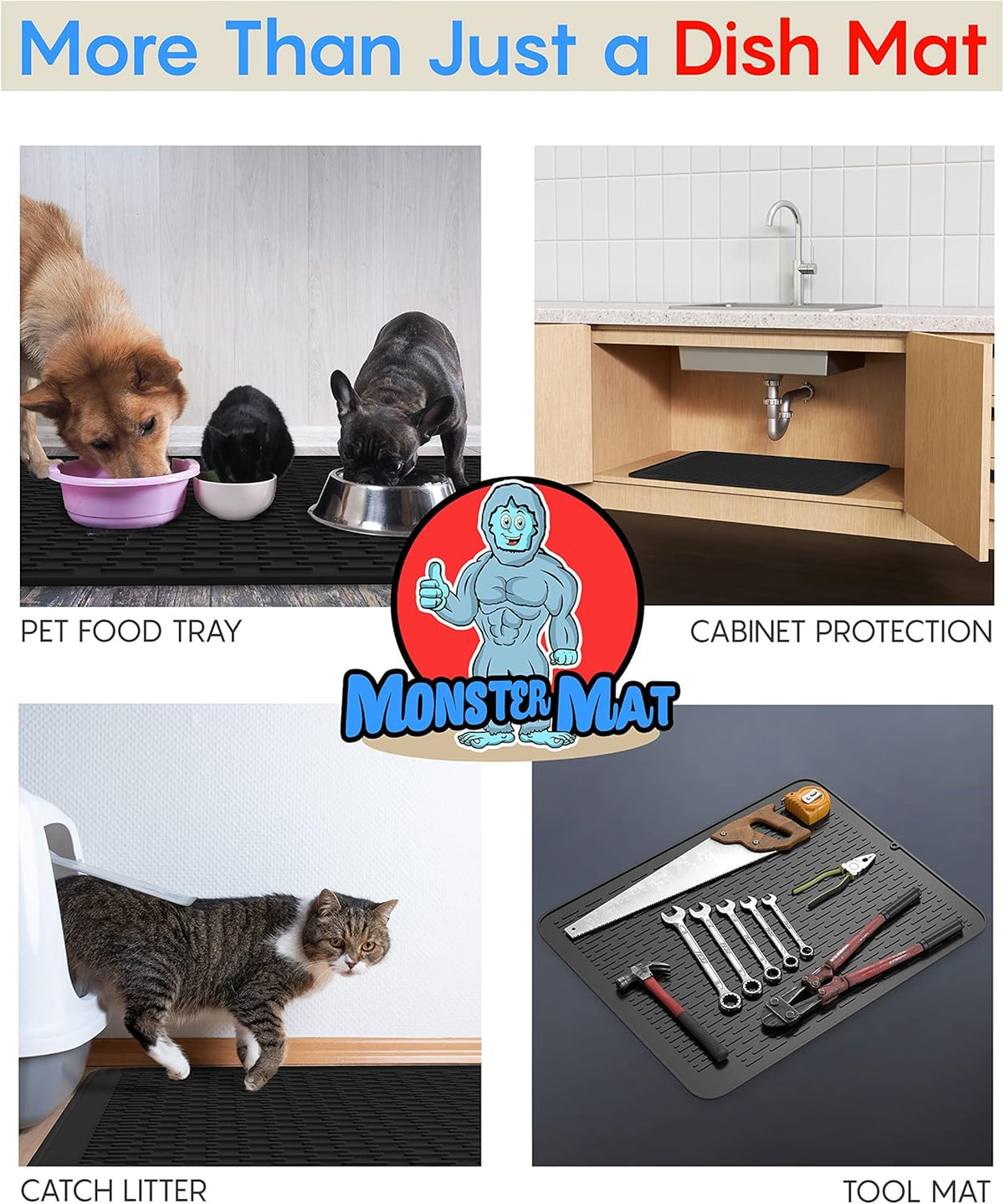 Extra Large (30 inch by 24 inch) heavy duty silicone dish drying mat for kitchen counters by