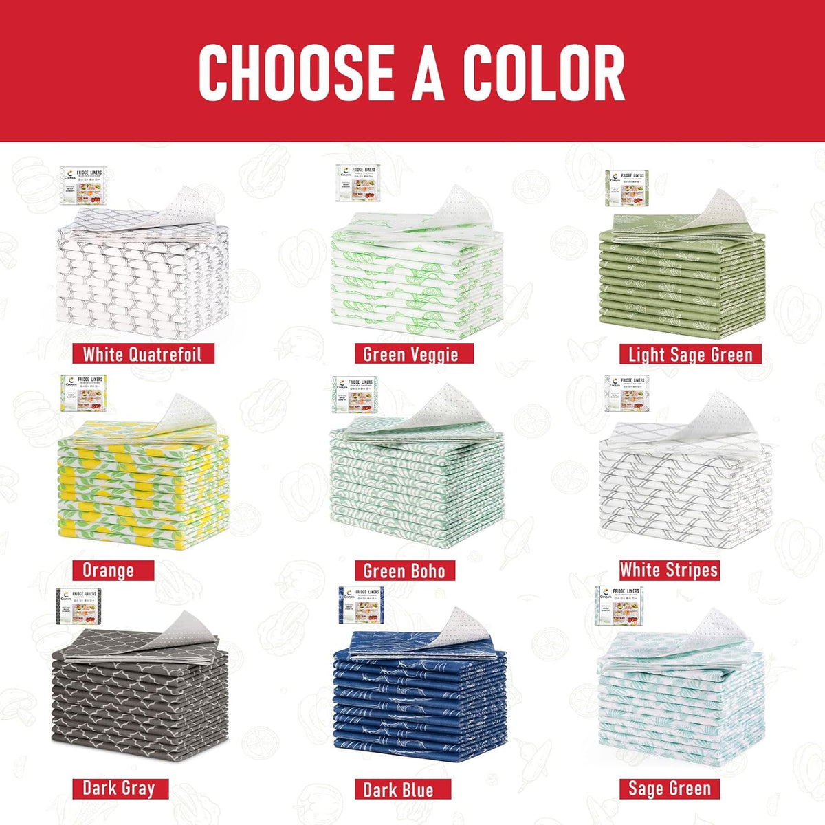Cooyes 6 Pack Polyester Shelf Liners for Kitchen Cabinets, 17.7" × 24", Non-Slip Refrigerator