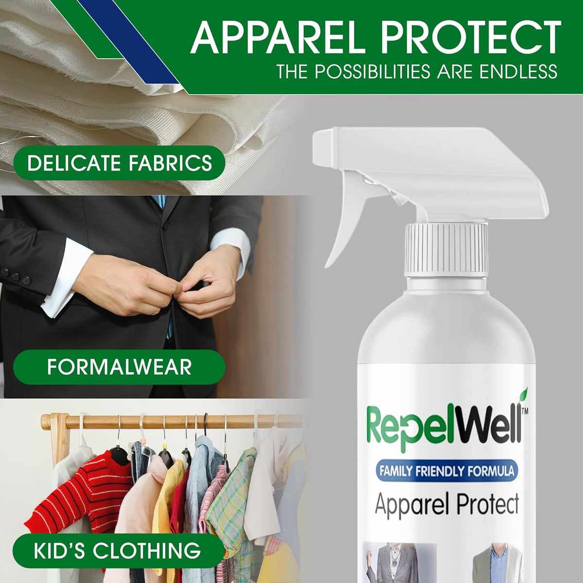 Apparel Protect (12oz) Stain & Water Repellent Spray – Non-Toxic, Eco-Friendly, Pet-Safe Sprays for