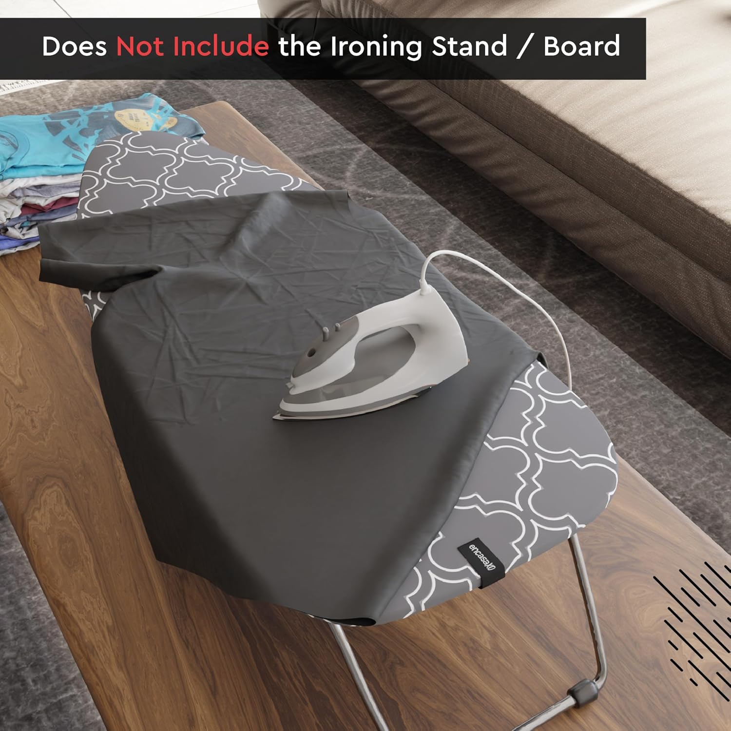 Encasa XO Ironing Board Cover and Pad 28"x12" - Thick 3mm Felt Padding, Drawstring Tightening &