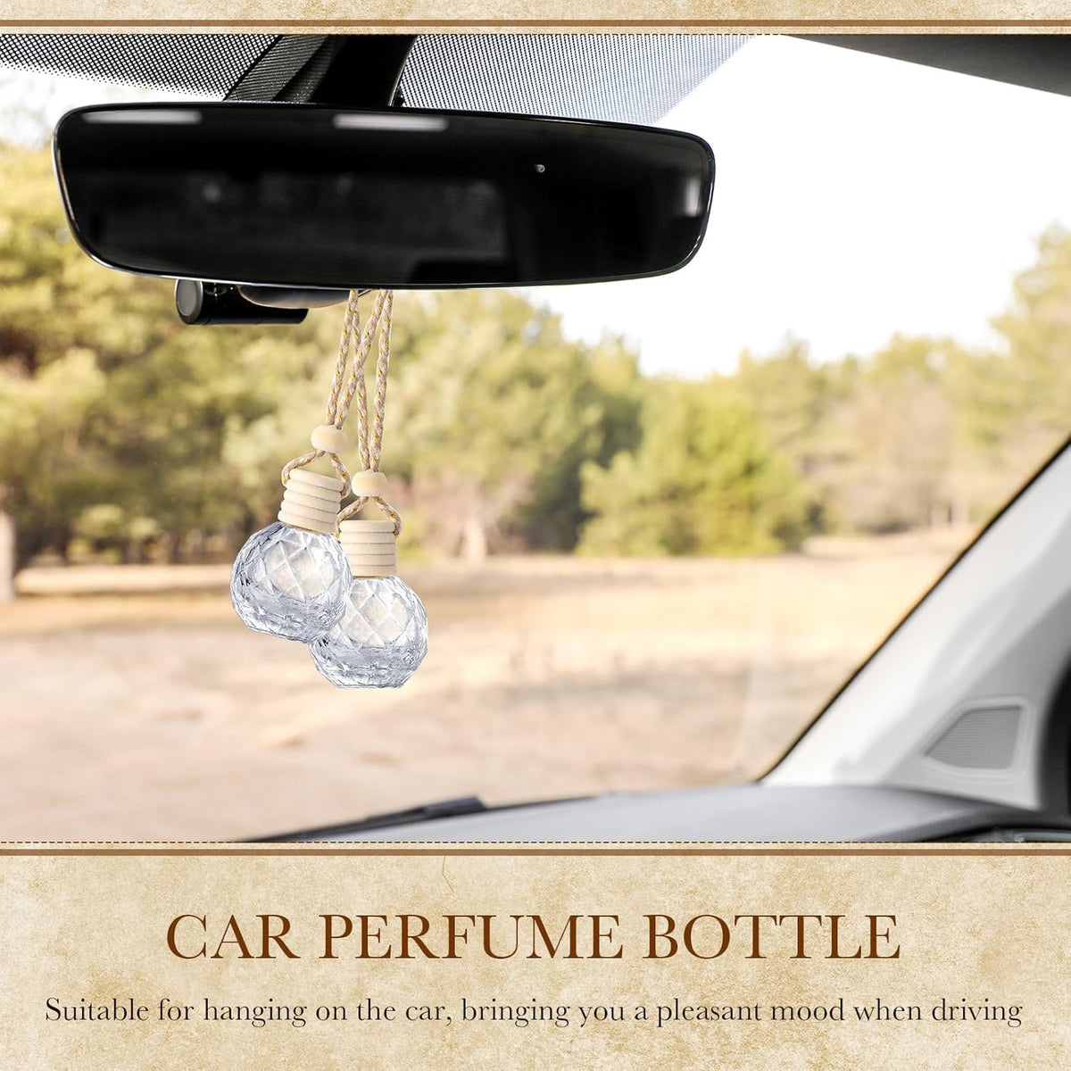 BBTO 50 Pcs Hanging Car Air Freshener Car Diffuser Bottles Empty Glass Perfume Bottle Freshener