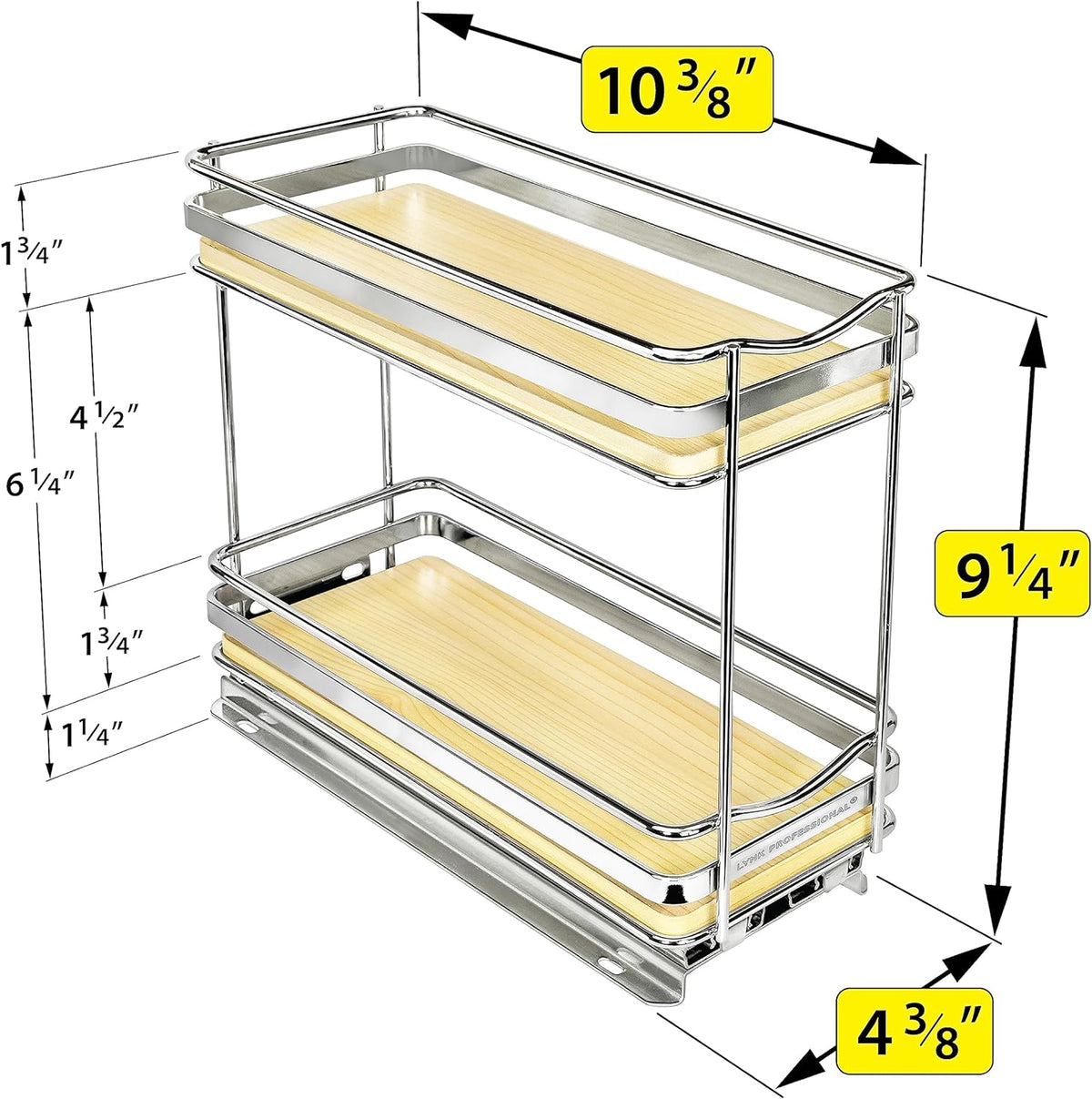 LYNK PROFESSIONAL® Élite™ Pull Out Spice Rack Organizer for Inside Kitchen Cabinets - 4-1/4 inch