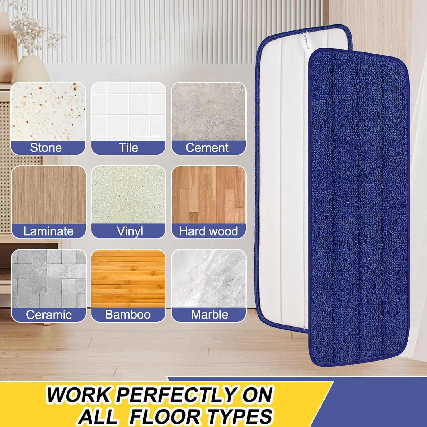 16.5 Inch Reusable Mop Pads Microfiber Spray Mop Replacement Heads for Wet/Dry Mops Compatible with