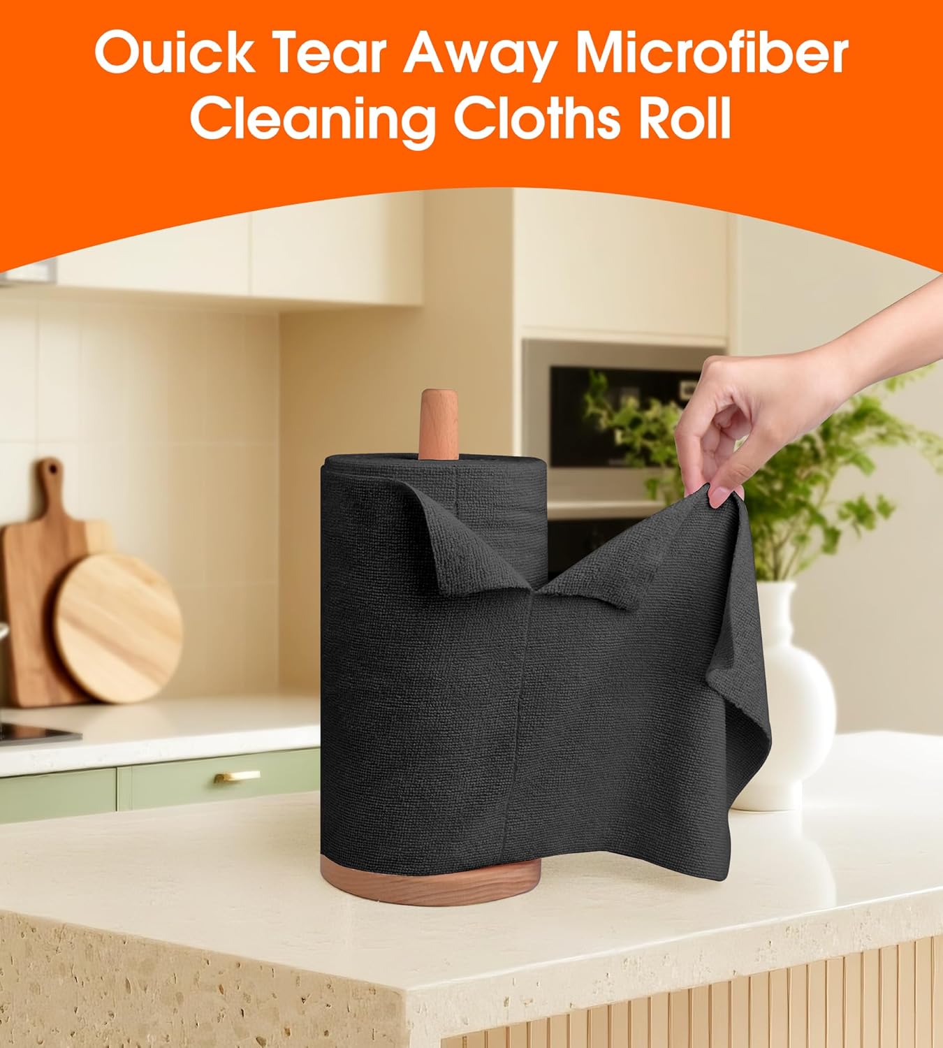 Roll of Microfiber Cleaning Cloth –100 Pack, Tear Away Microfiber Towels, Reusable, Washable