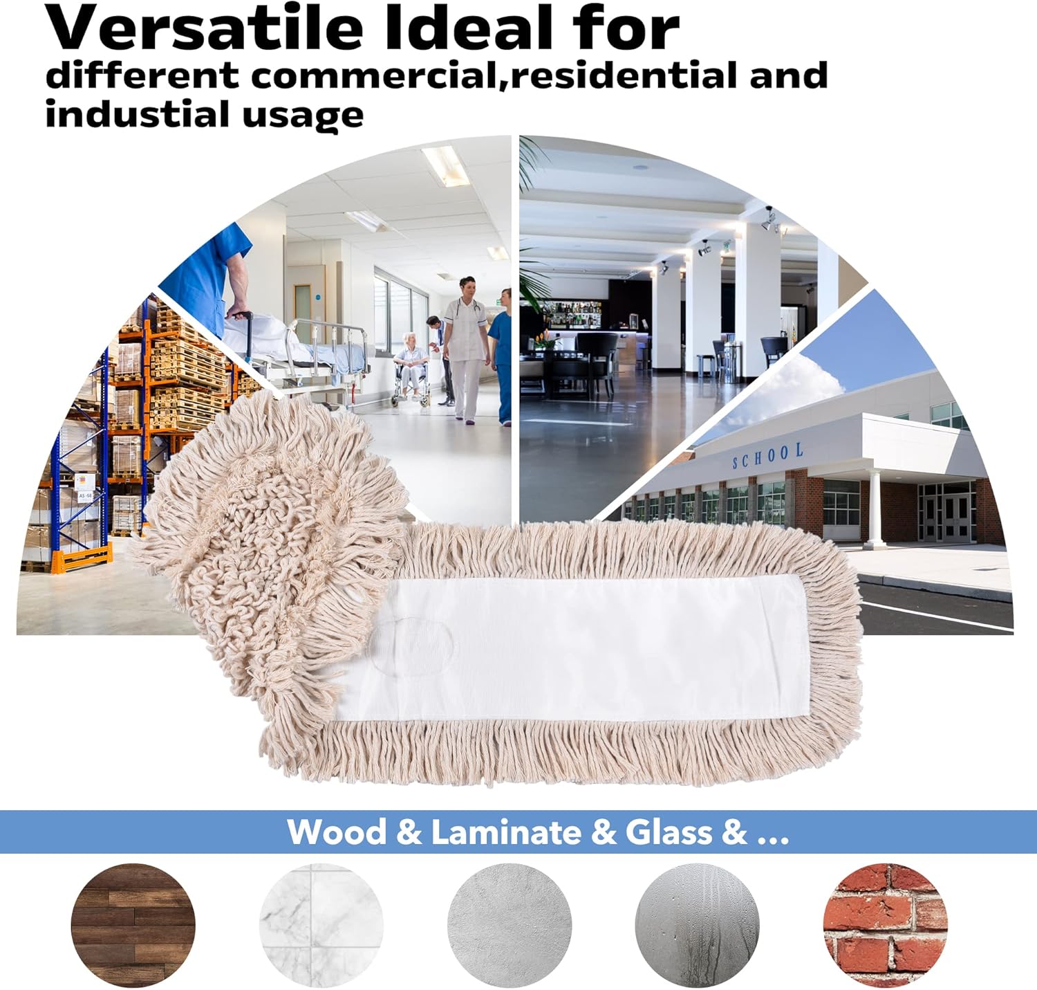 Matthew Cleaning 36'' Cotton Dust Mop Refill Washable Thick Tufted Replacement Heads for