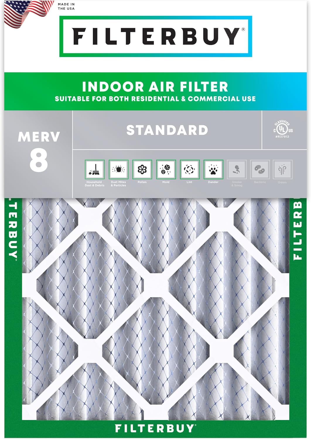 Filterbuy 25x29x4 Air Filter MERV 8 (MPR 700) Dust Defense Replacement (1-Pack), Electrostatic