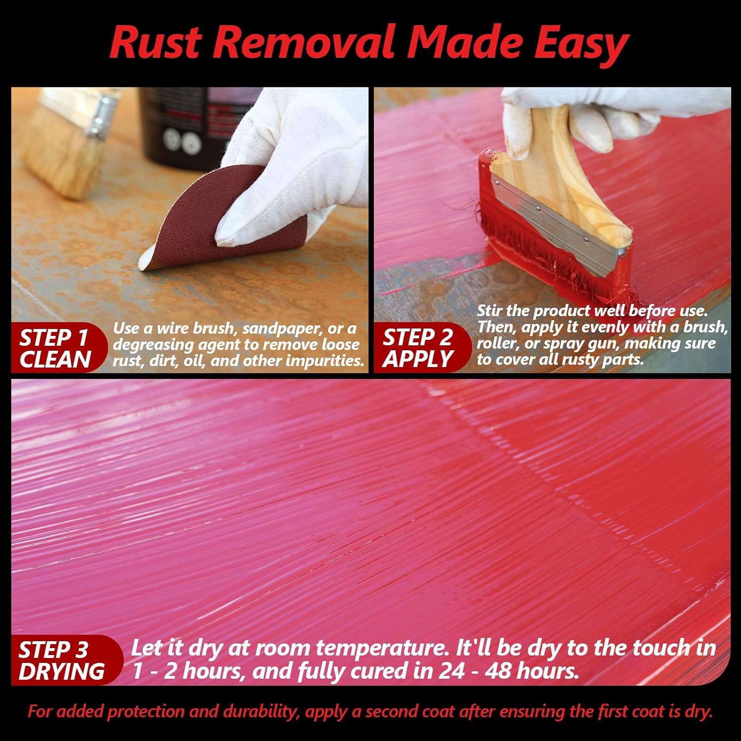 4-in-1 Rust Converter & Metal Primer, 141 Fl OZ Red Rust Inhibitor Paint for Metal, Remove &