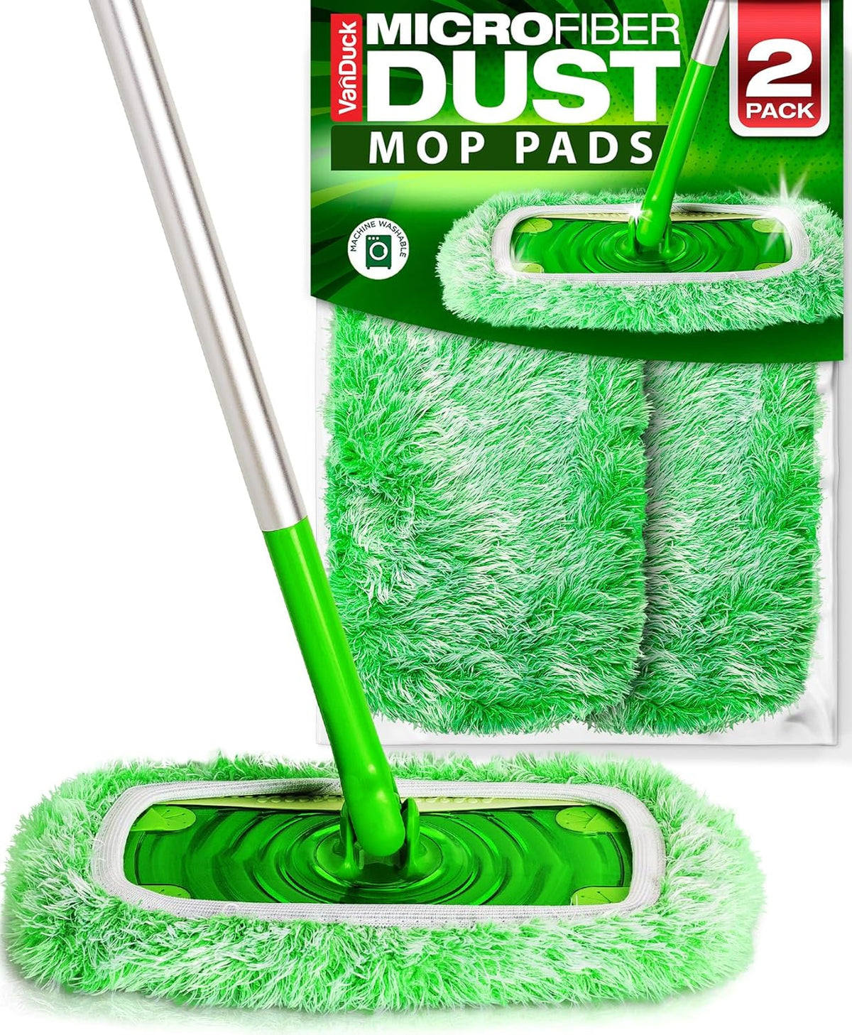 VanDuck Floor Duster Refill Compatible with Swiffer Sweeper Mop (2 Pack) - Microfiber Pet Heavy