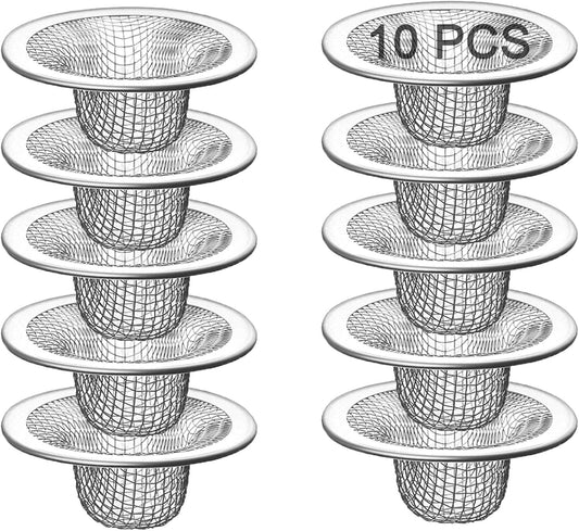 10PCS Mesh Sink Drain Strainer Bathroom, 2.75" Stainless Steel Slop Basket Filter Trap Hair