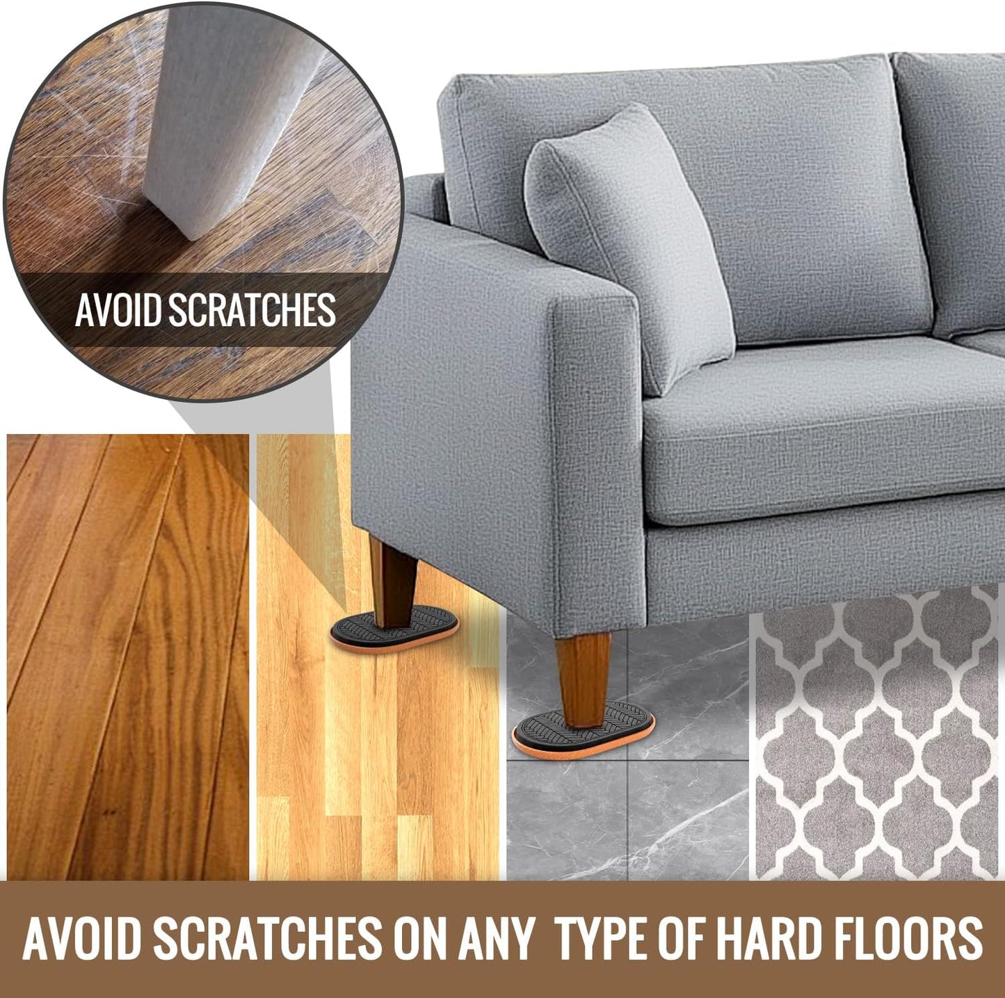 9½"x5¾ Felt Furniture Sliders for Hardwood Floors, 4PCS Oval Furniture Pads for Wood Floors